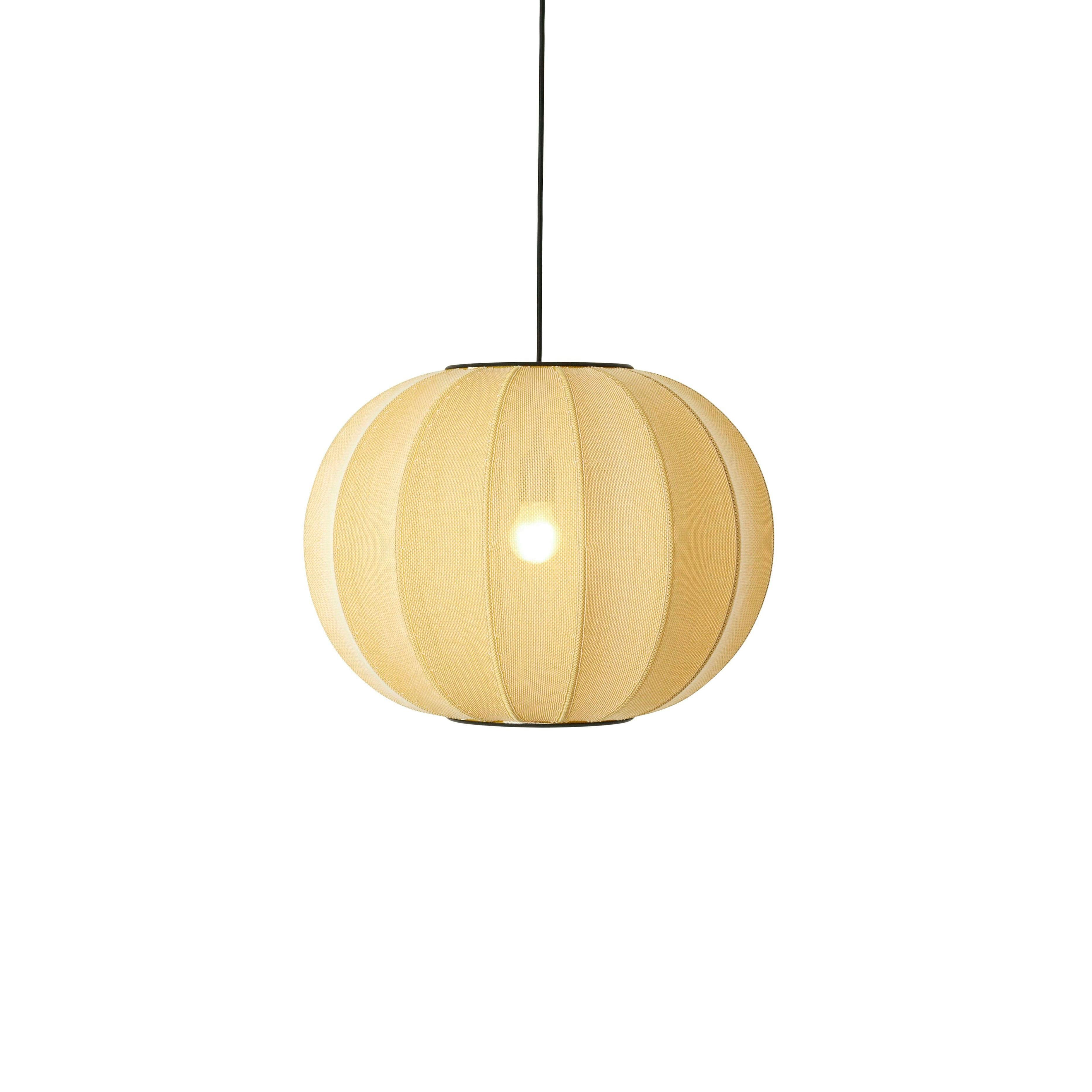 Strick-auf runde hängende Lampe gelb