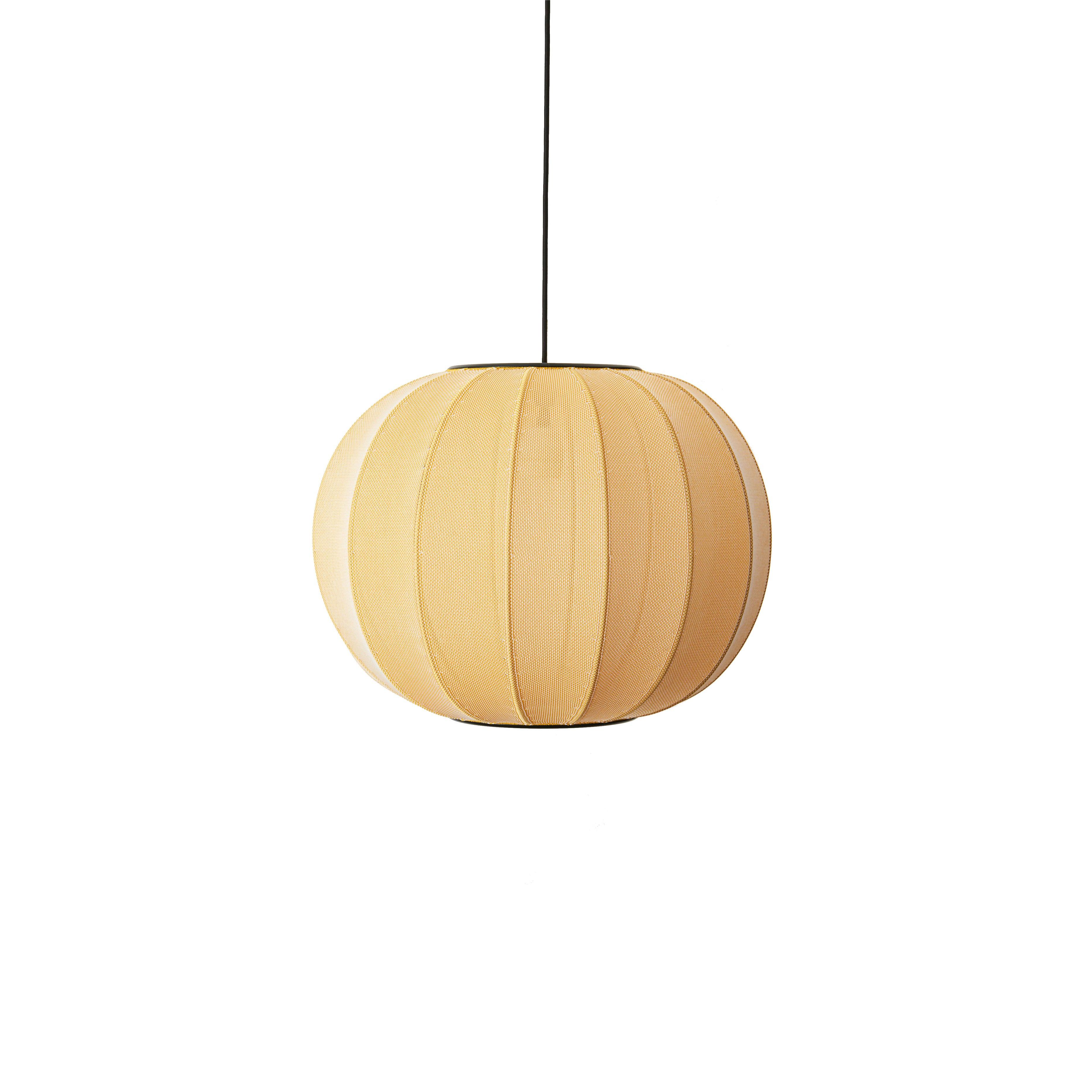 Strick-auf runde hängende Lampe gelb