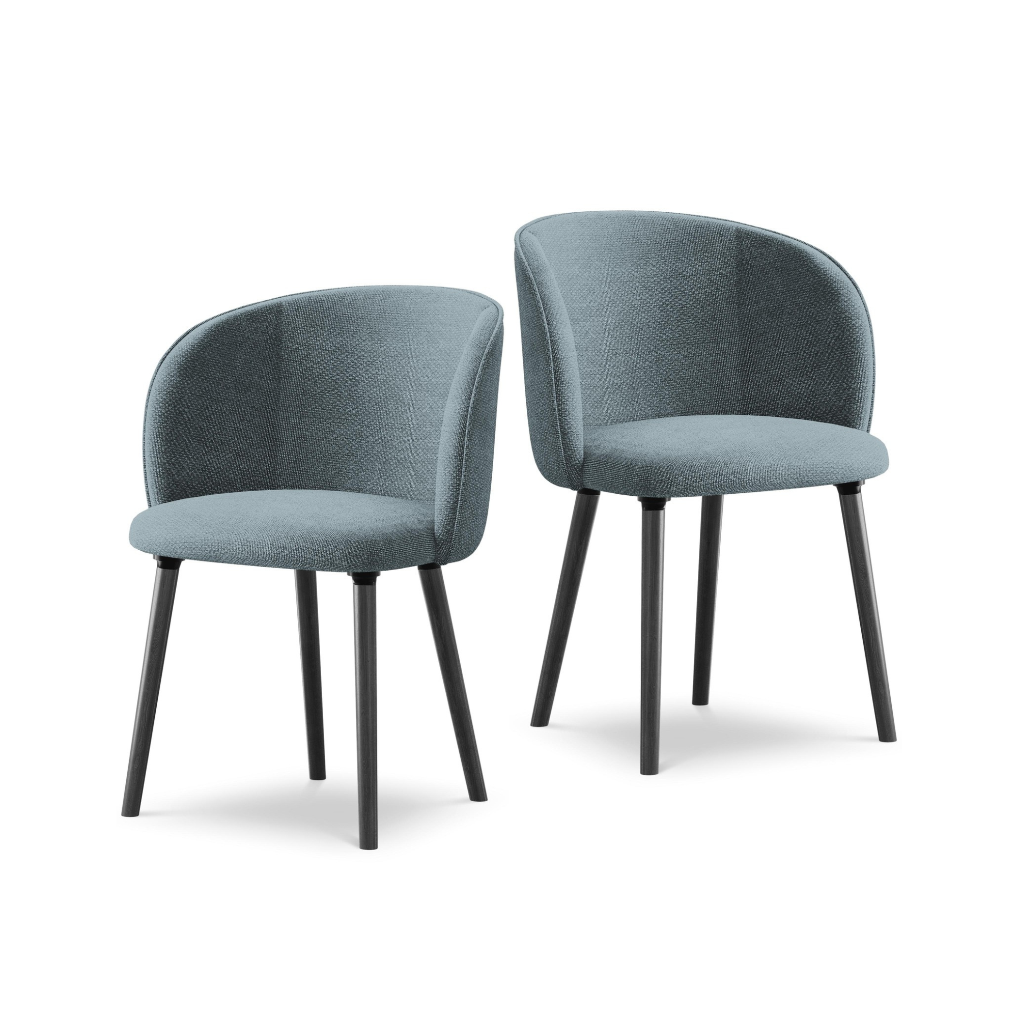 Stuhl MAIA jeansblau Boucle mit schwarzem Eichenfuß