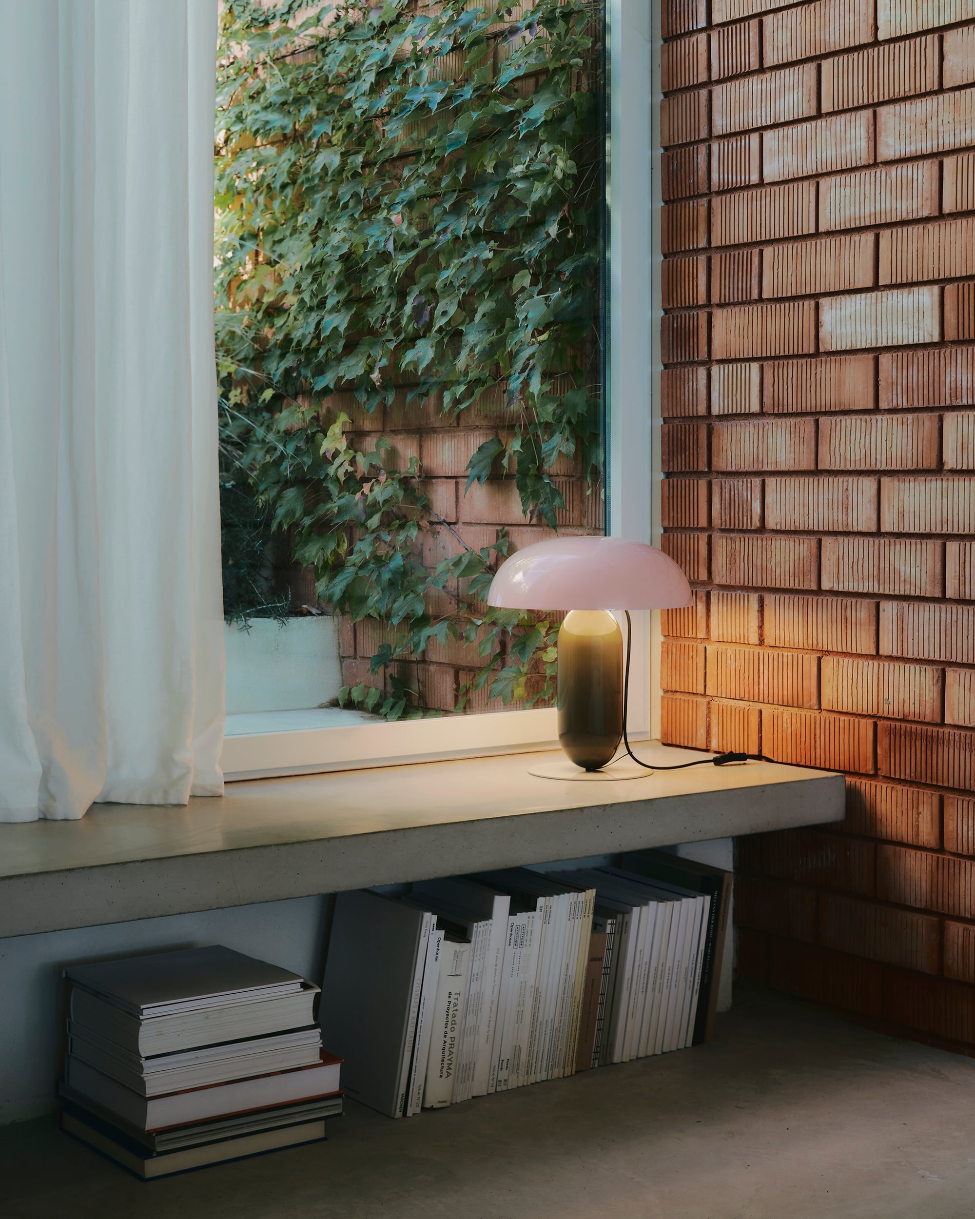 Tafellamp GAMBOSA roze met groene voet