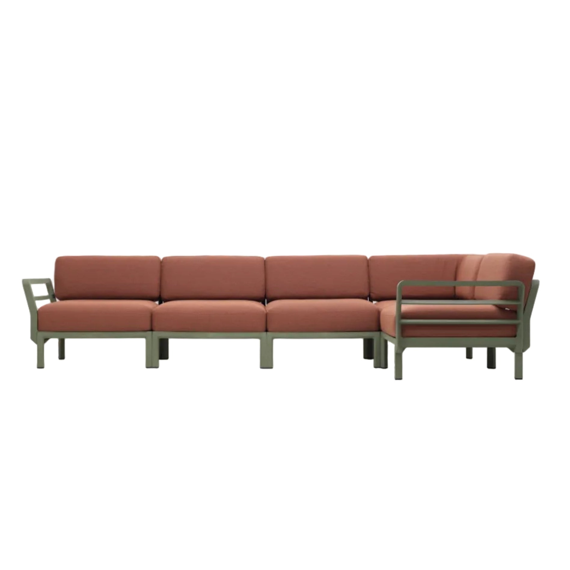 Modulaire buitenhoek MAXIMO 5 kaneel met groene basis