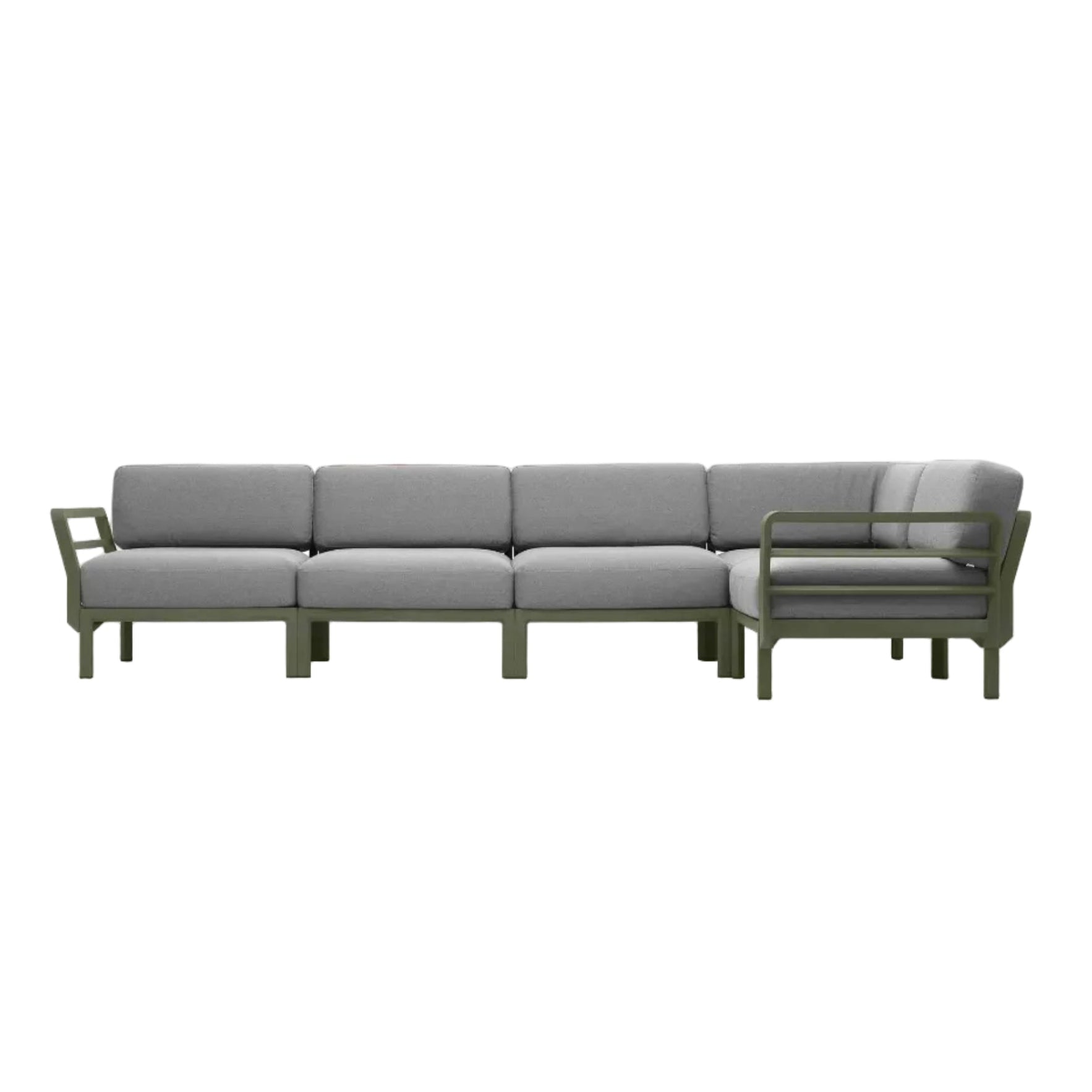MAXIMO 5 Modular Outdoor Corner Sofa in Gray with Green Base