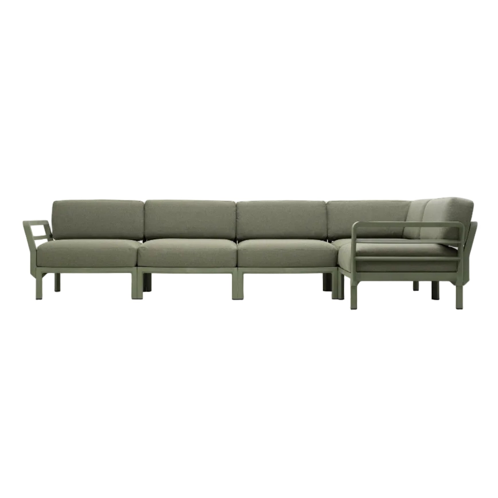 Modularer Außen-Ecksofa MAXIMO 5 Thymian Grün mit grüner Basis