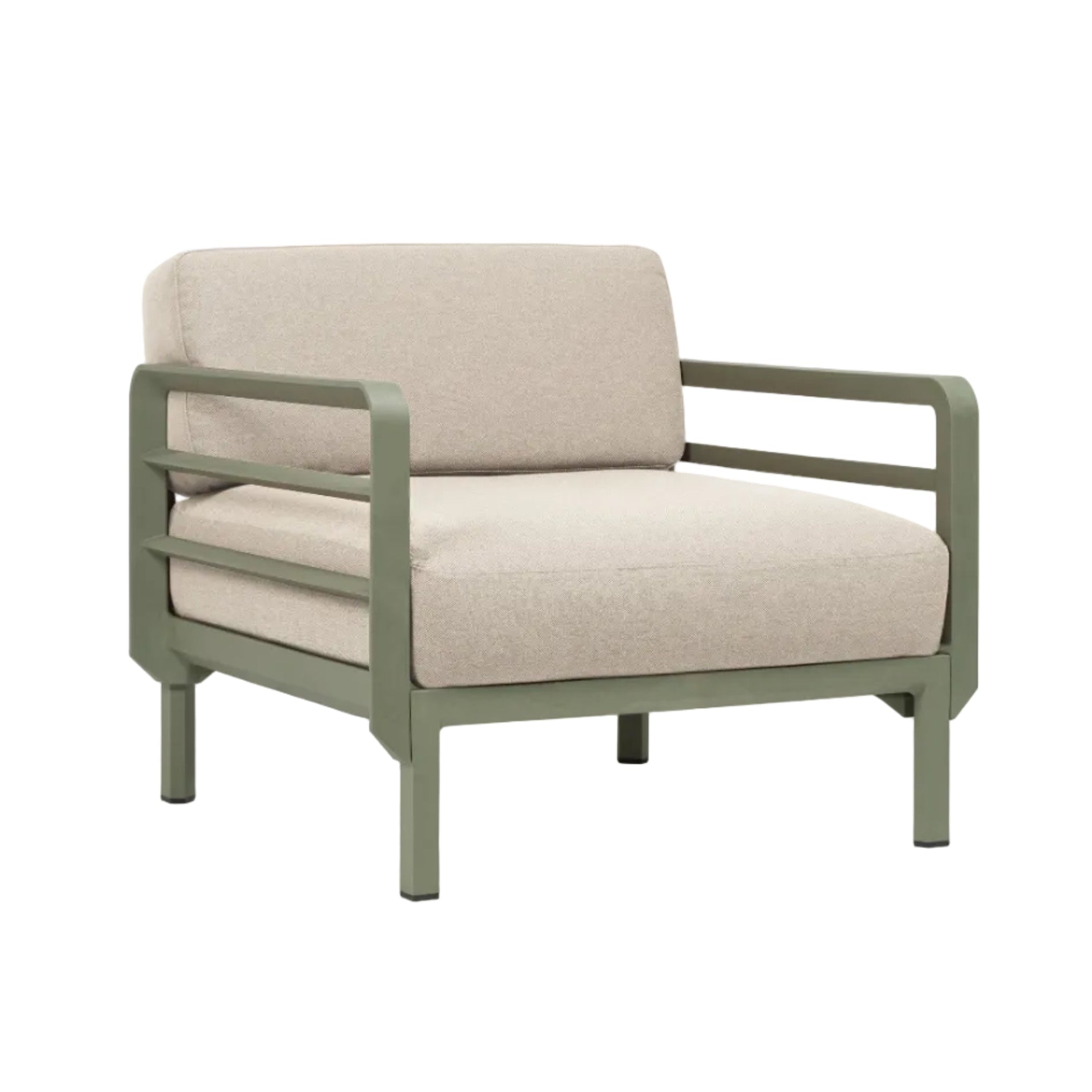MAXIMO Outdoor Armchair in Pearl with Green Base