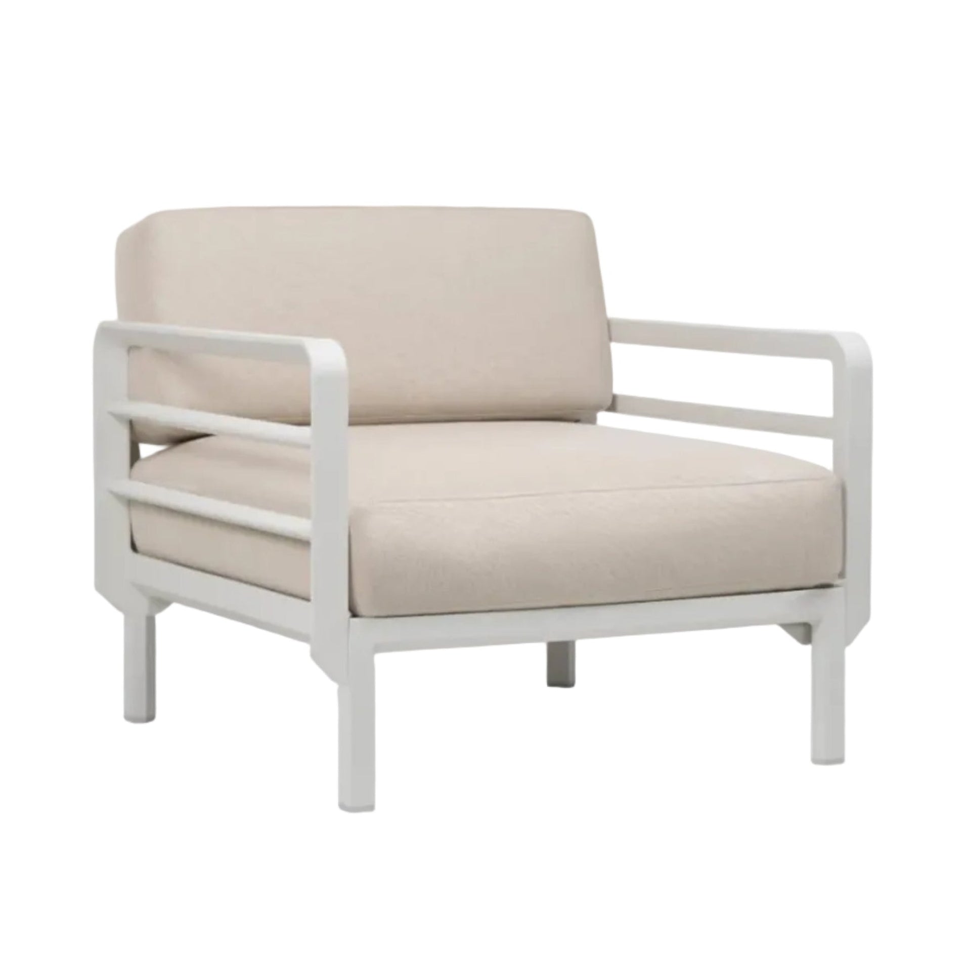 Buitenfauteuil MAXIMO parel met krijtachtige basis