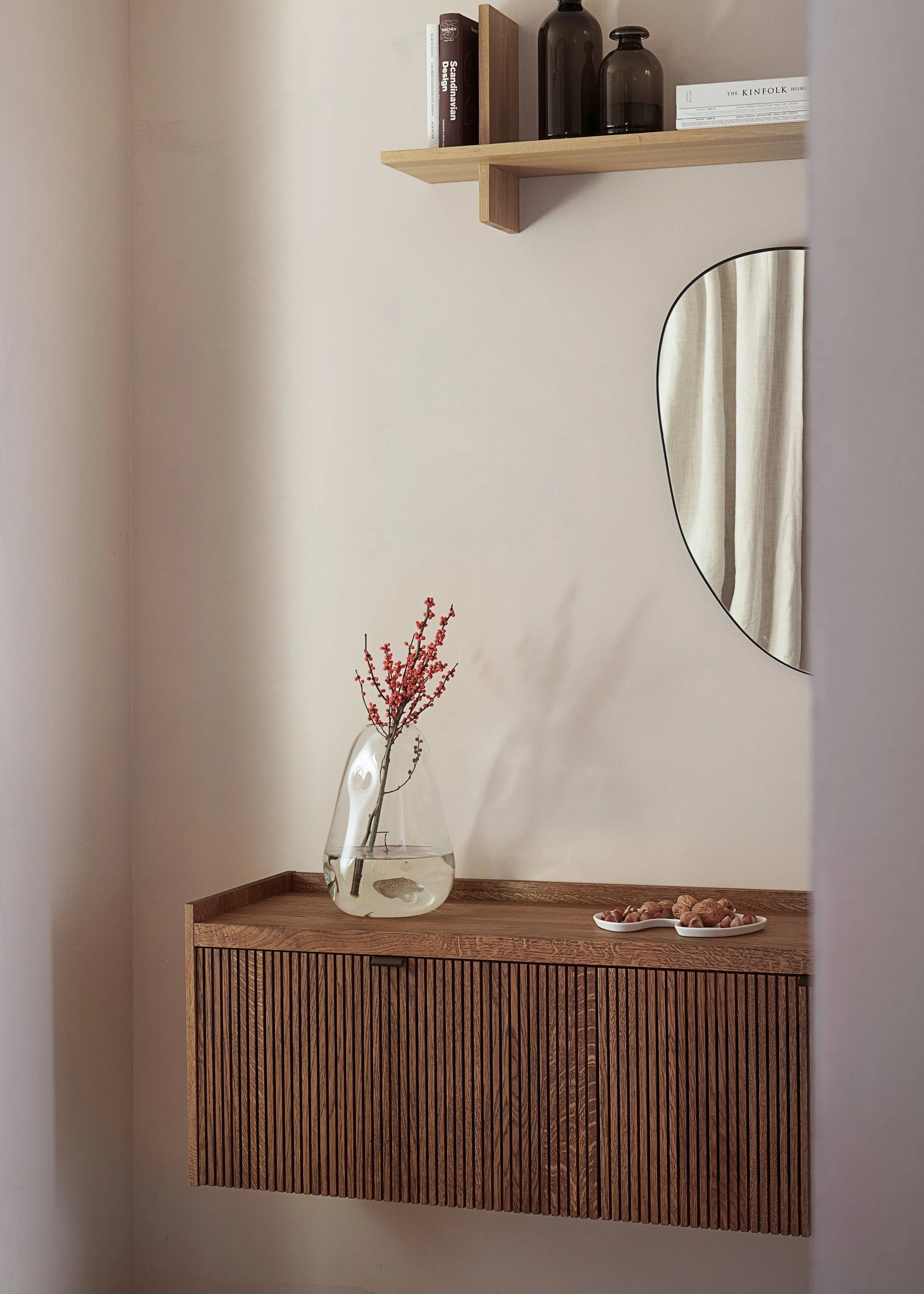 MEDA Wall-Mounted TV Cabinet Dark Oak Wood