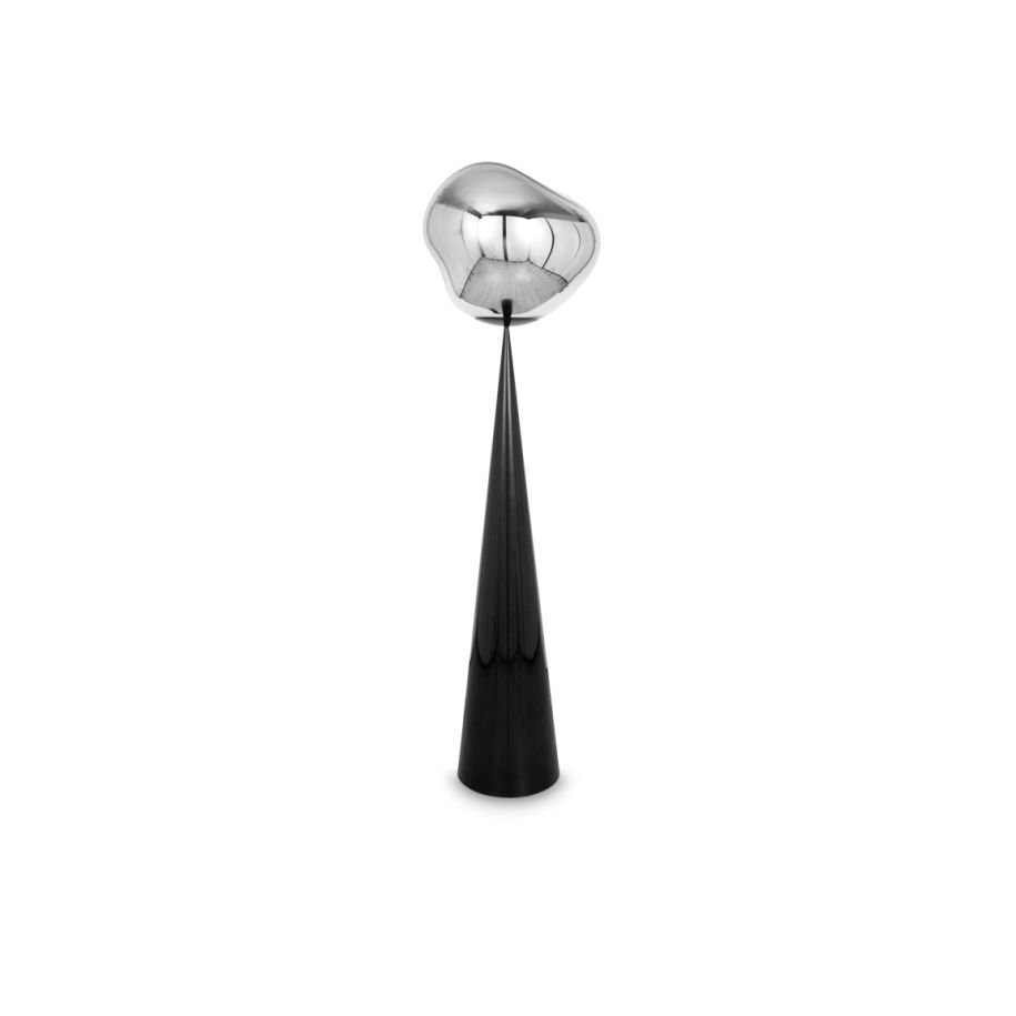 Melt Silver floor lamp with a black base