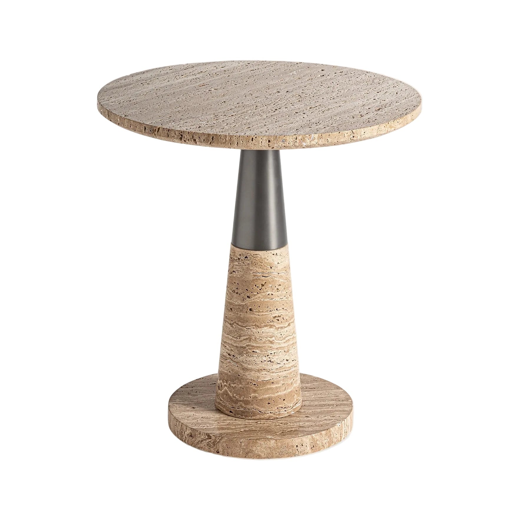 Beistelltisch RUST beige Marmor mit metallischer Oberfläche