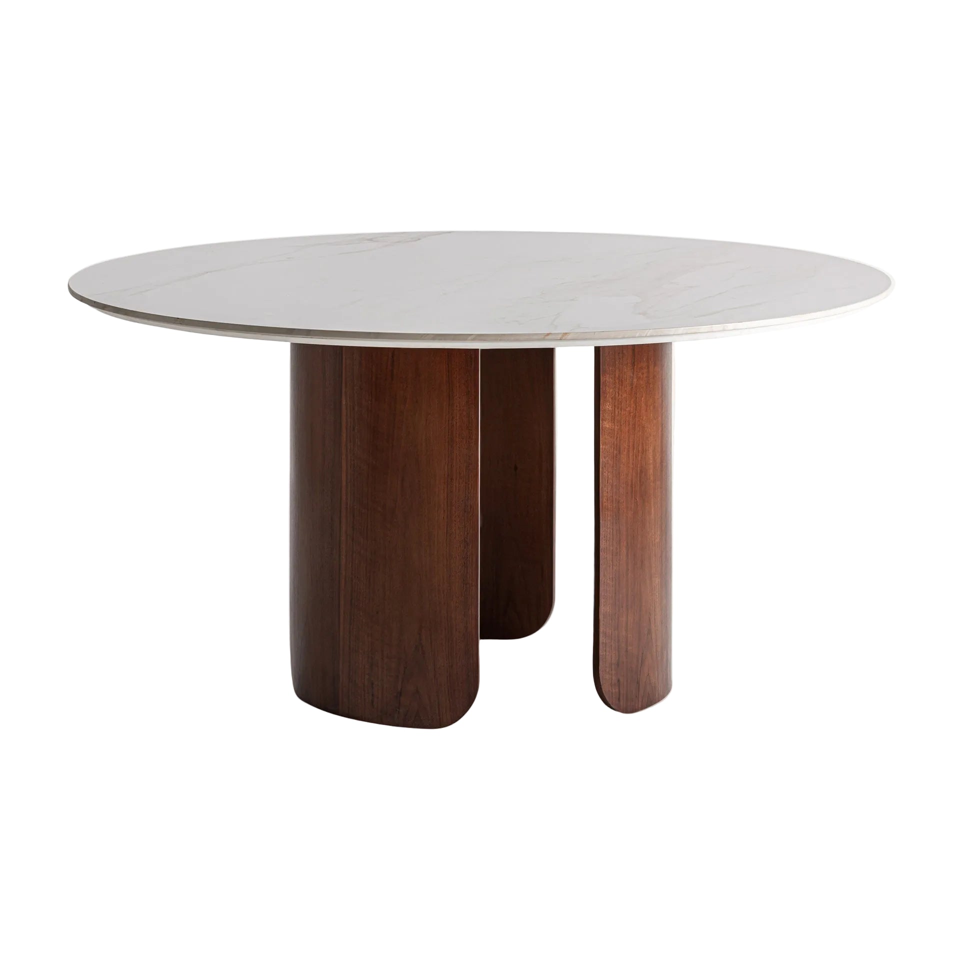 Ronde tafel LHERM beige blad met houten basis