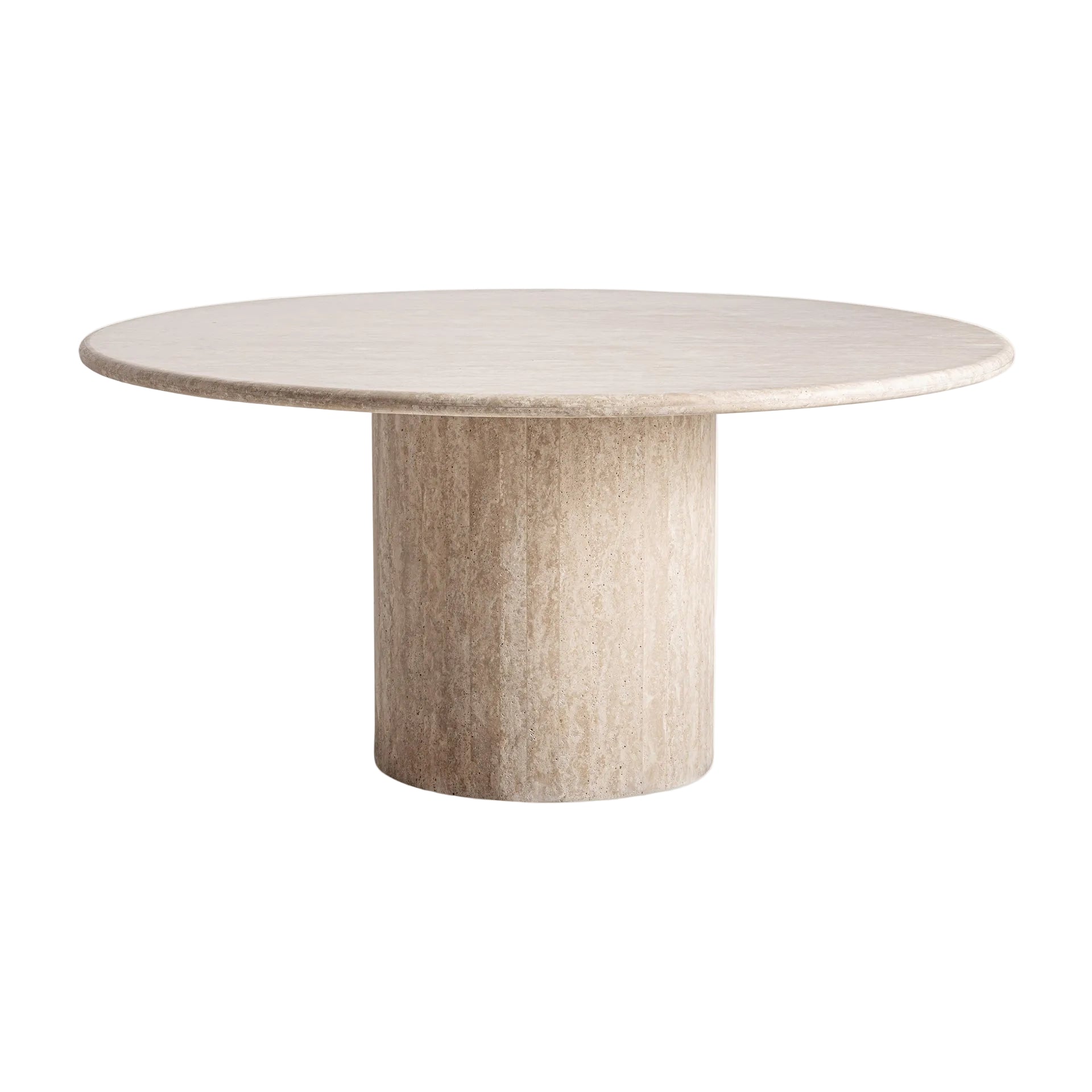 Ronde tafel THIENNES gebroken wit travertin