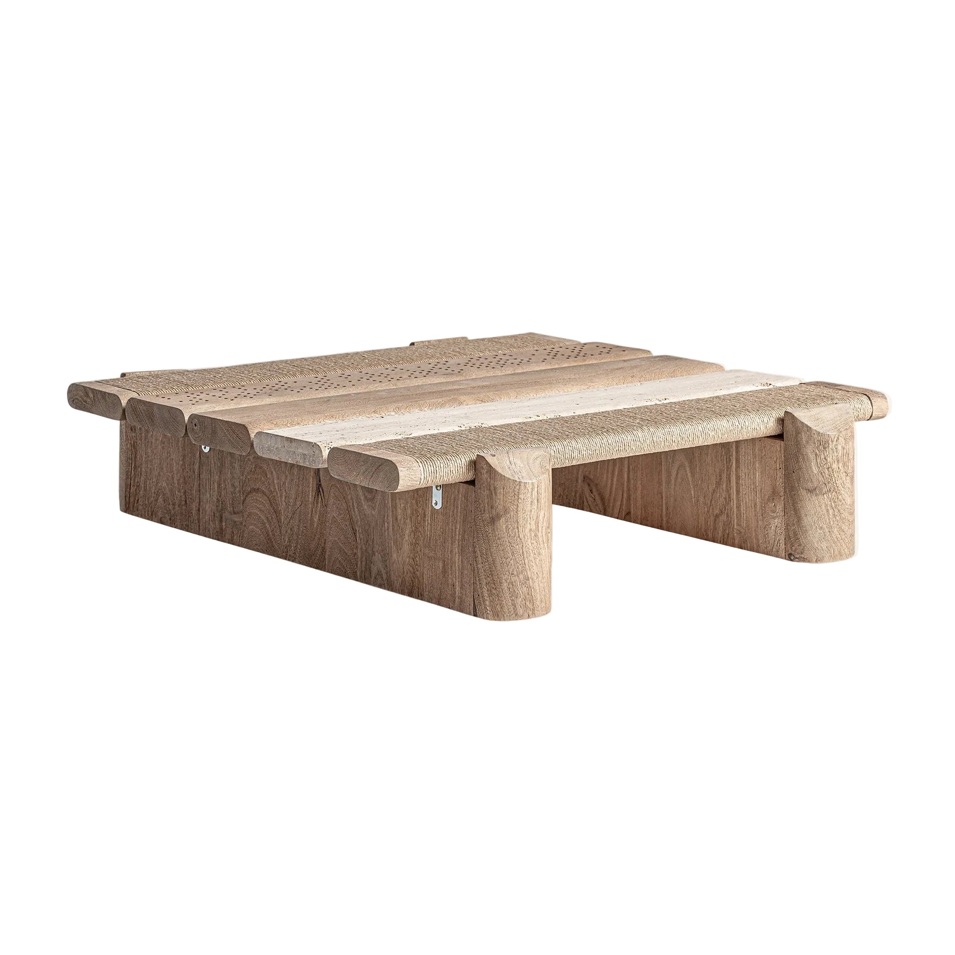 Kaffeetisch JACQUARD aus Mangoholz mit Marmor
