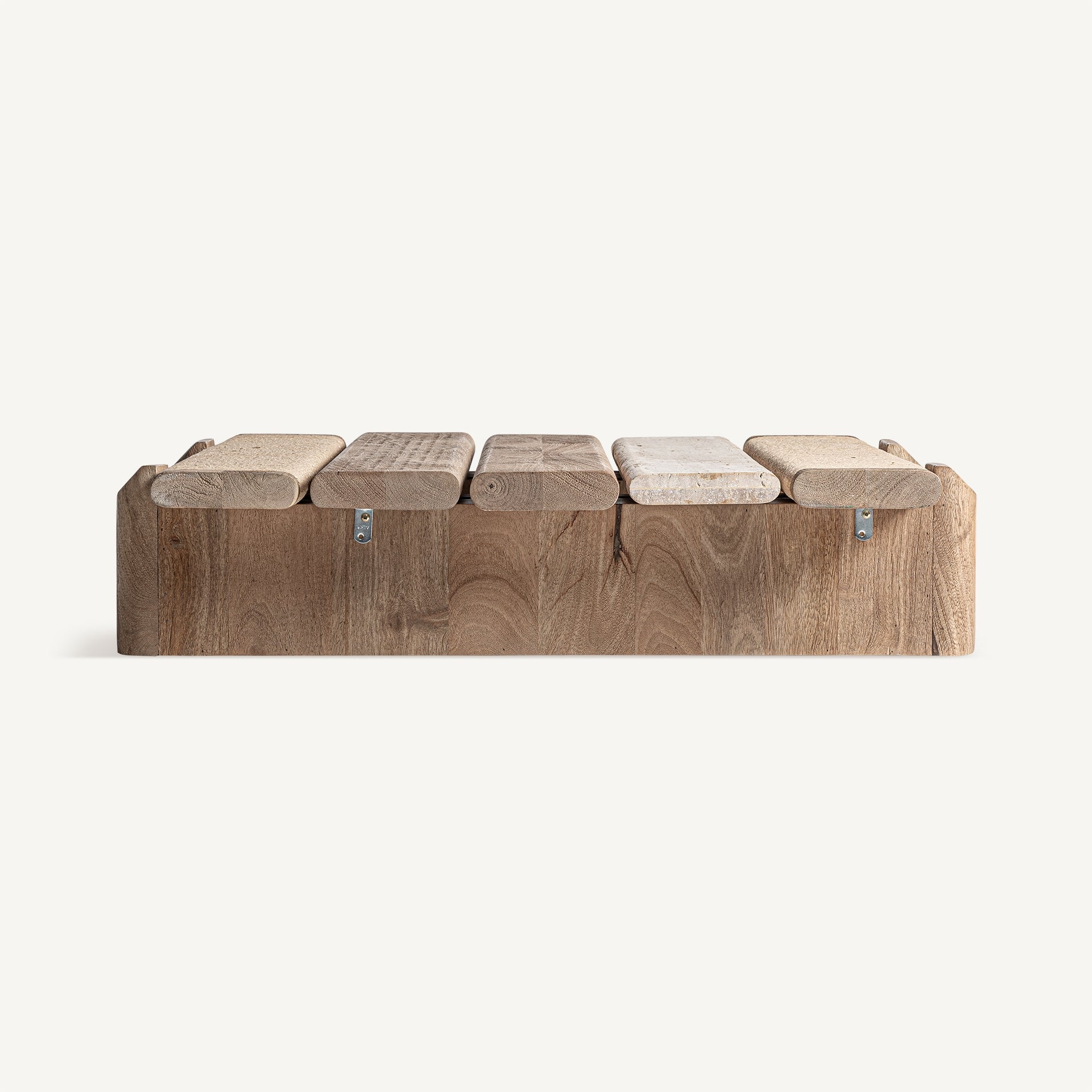 Kaffeetisch JACQUARD aus Mangoholz mit Marmor