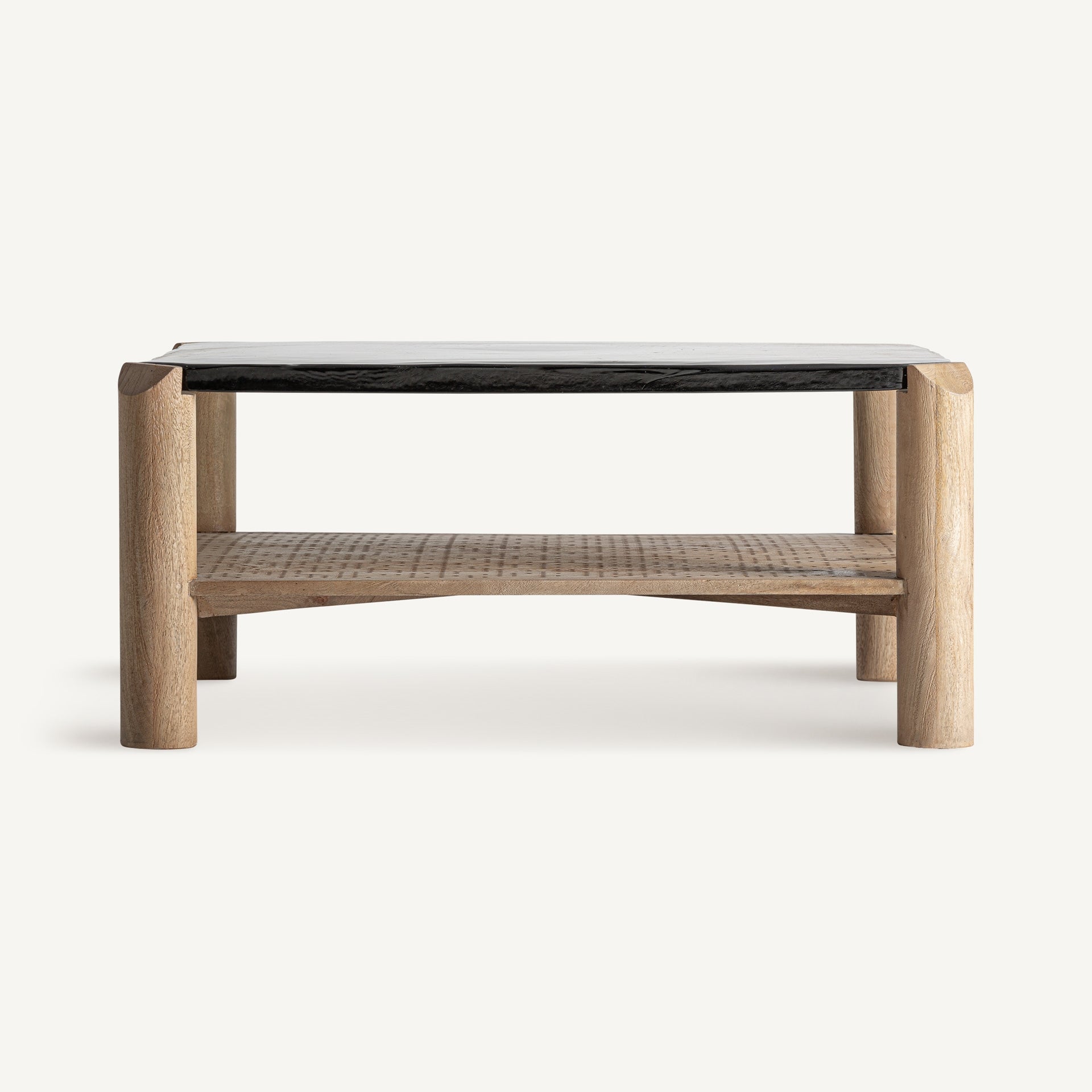 JACQUARD Coffee Table in Mango Wood with Glass Top