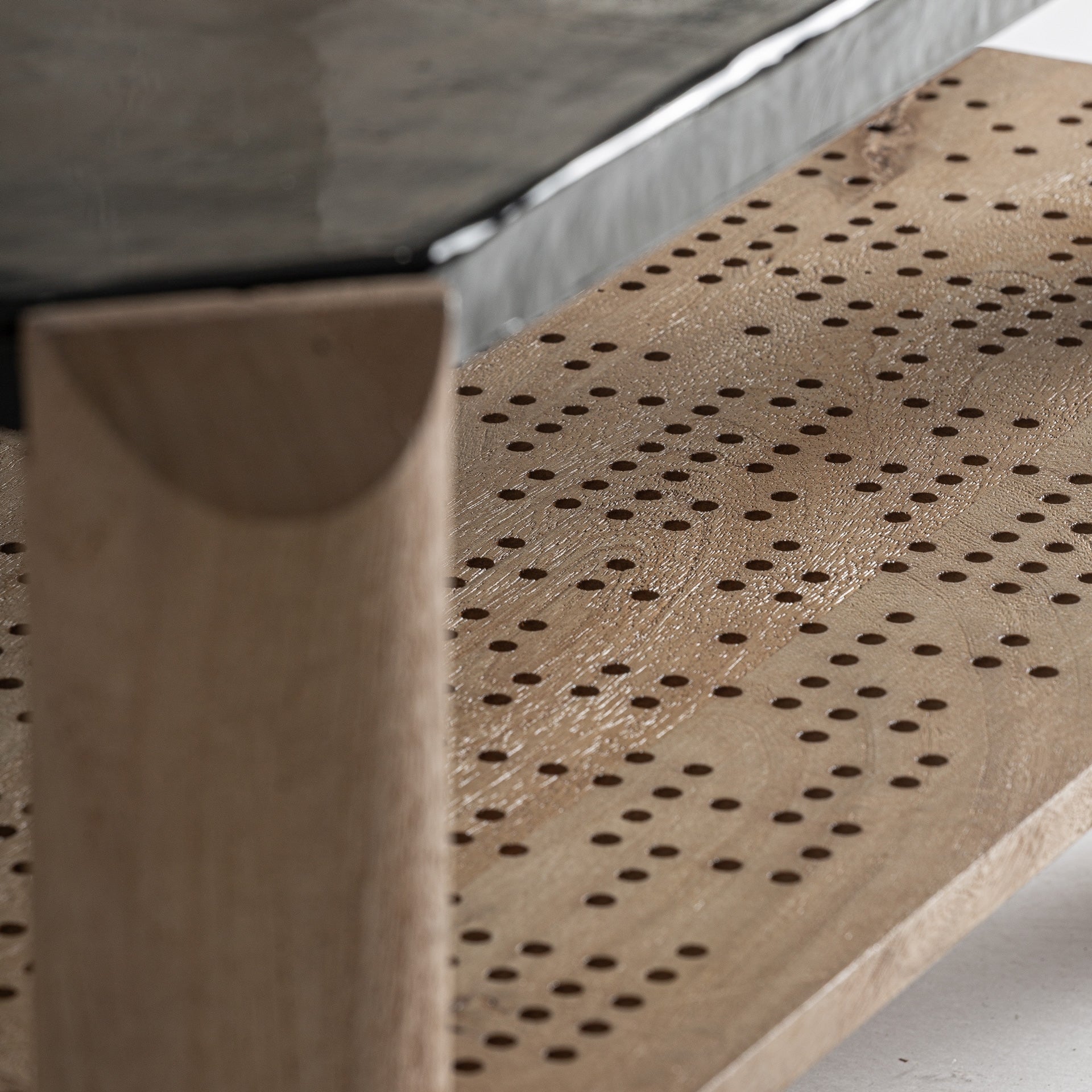 JACQUARD Coffee Table in Mango Wood with Glass Top