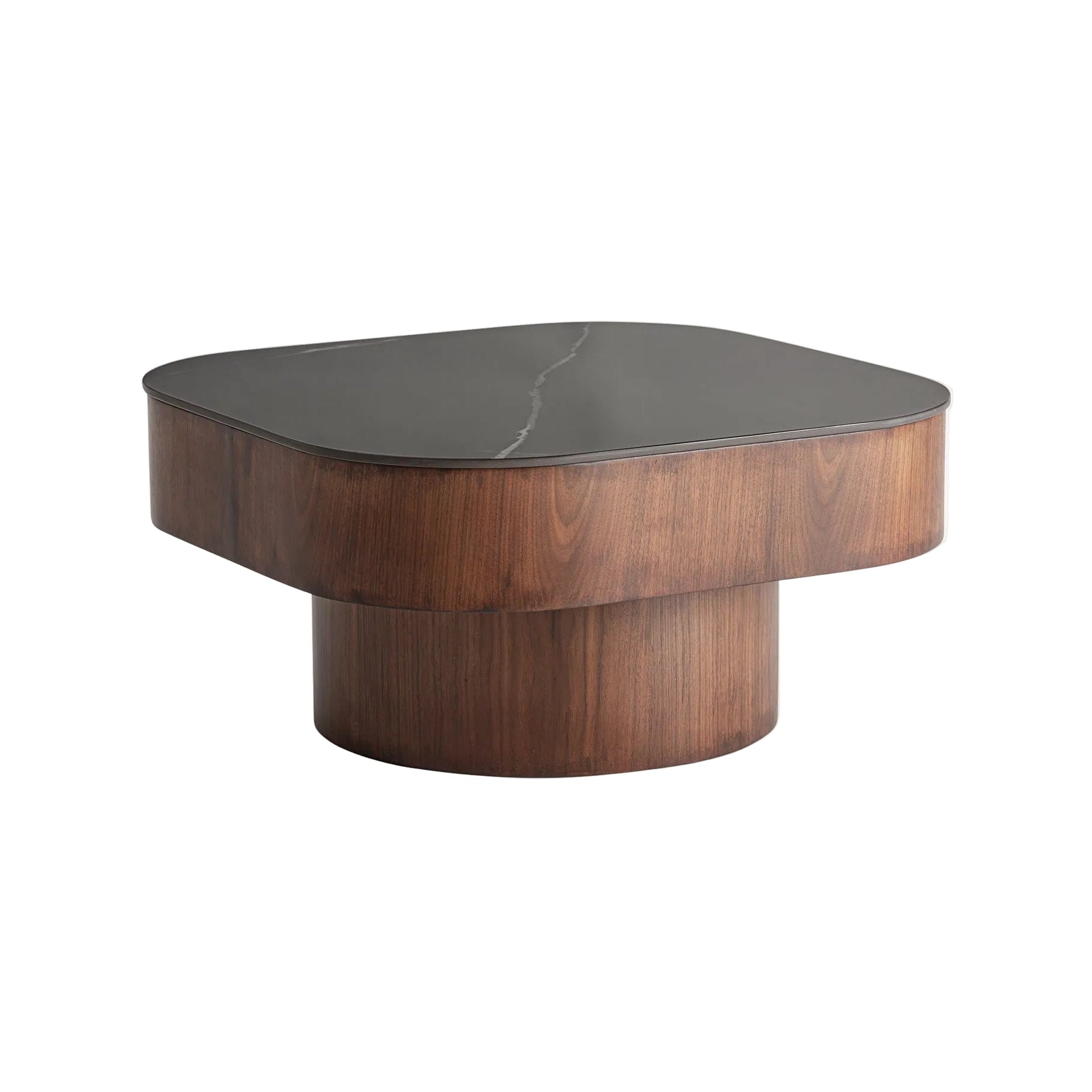 NEUFS Coffee Table with Walnut Veneer and Black Top