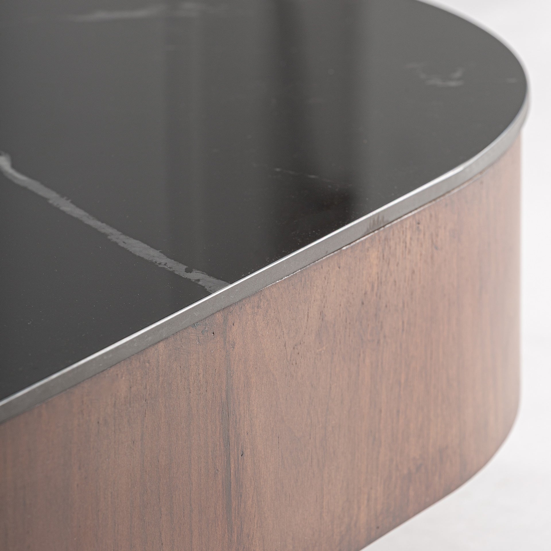 NEUFS Coffee Table with Walnut Veneer and Black Top