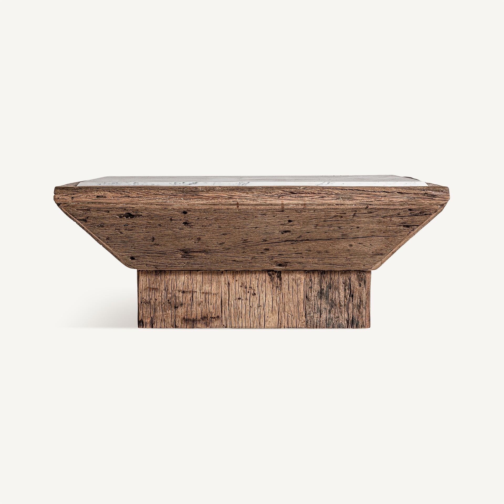 Salontafel SAMSUN gerecycled hout met marmeren blad