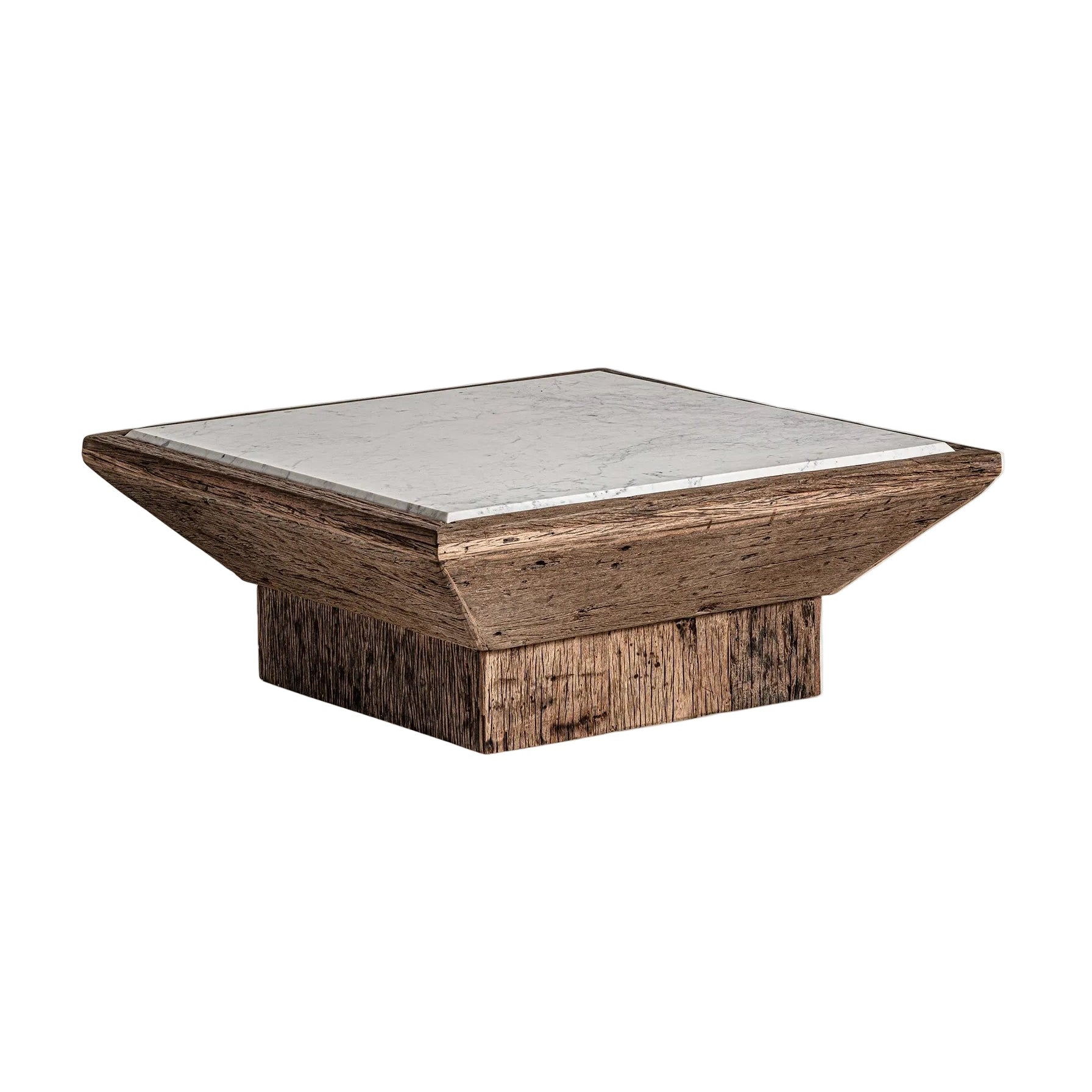 Salontafel SAMSUN gerecycled hout met marmeren blad
