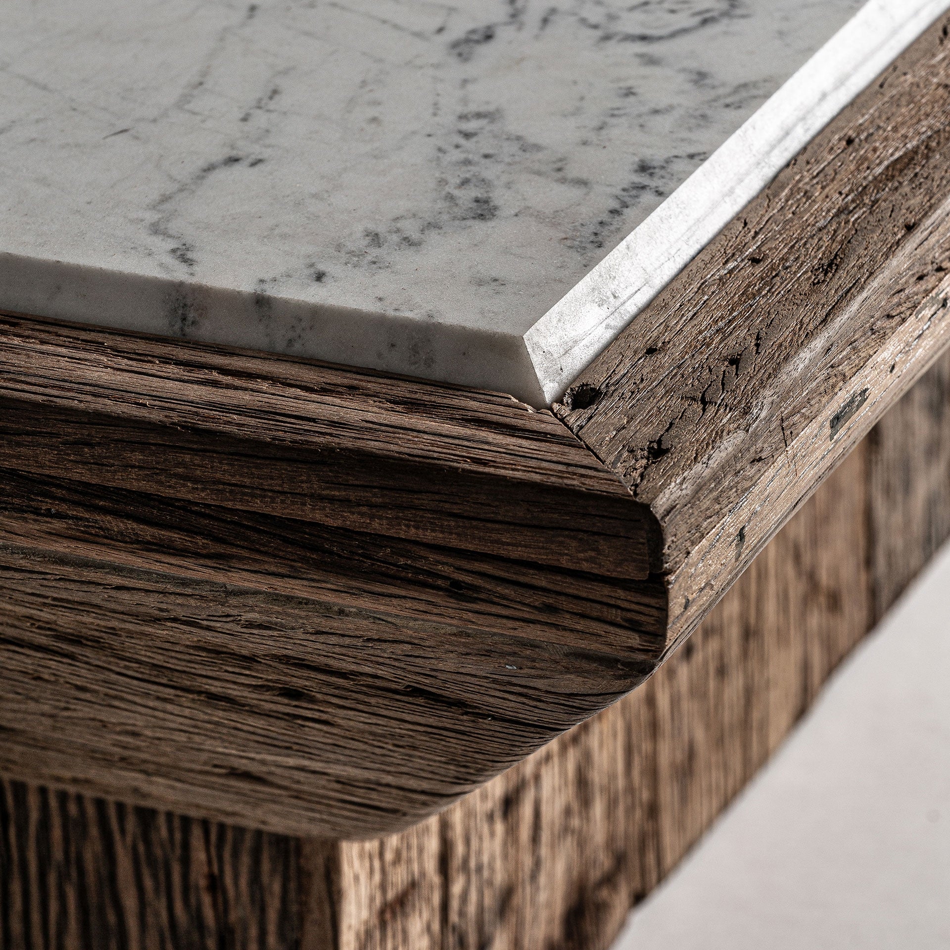 Salontafel SAMSUN gerecycled hout met marmeren blad