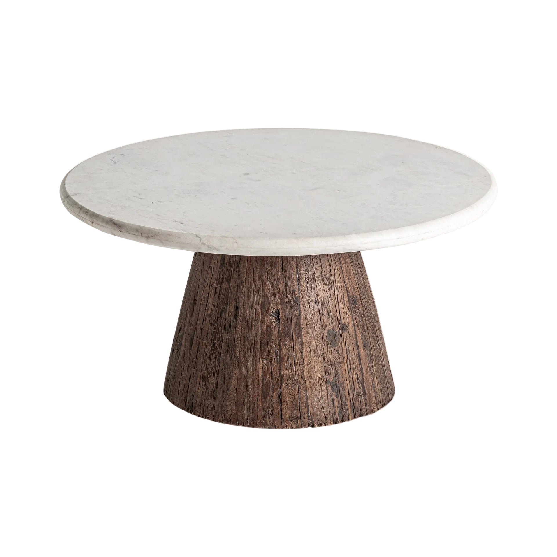 Koffietafel SKORUP gerecycled hout met marmeren blad