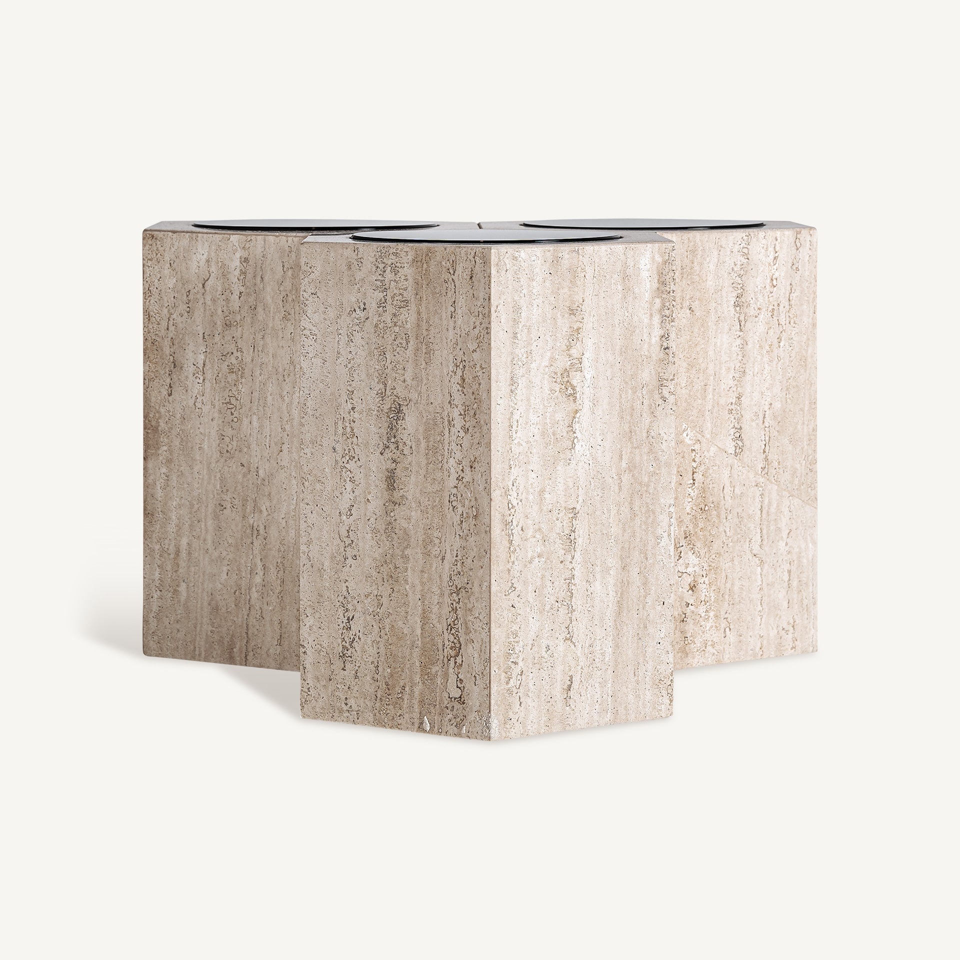 Salontafel THIENNES travertijn met bruin glas