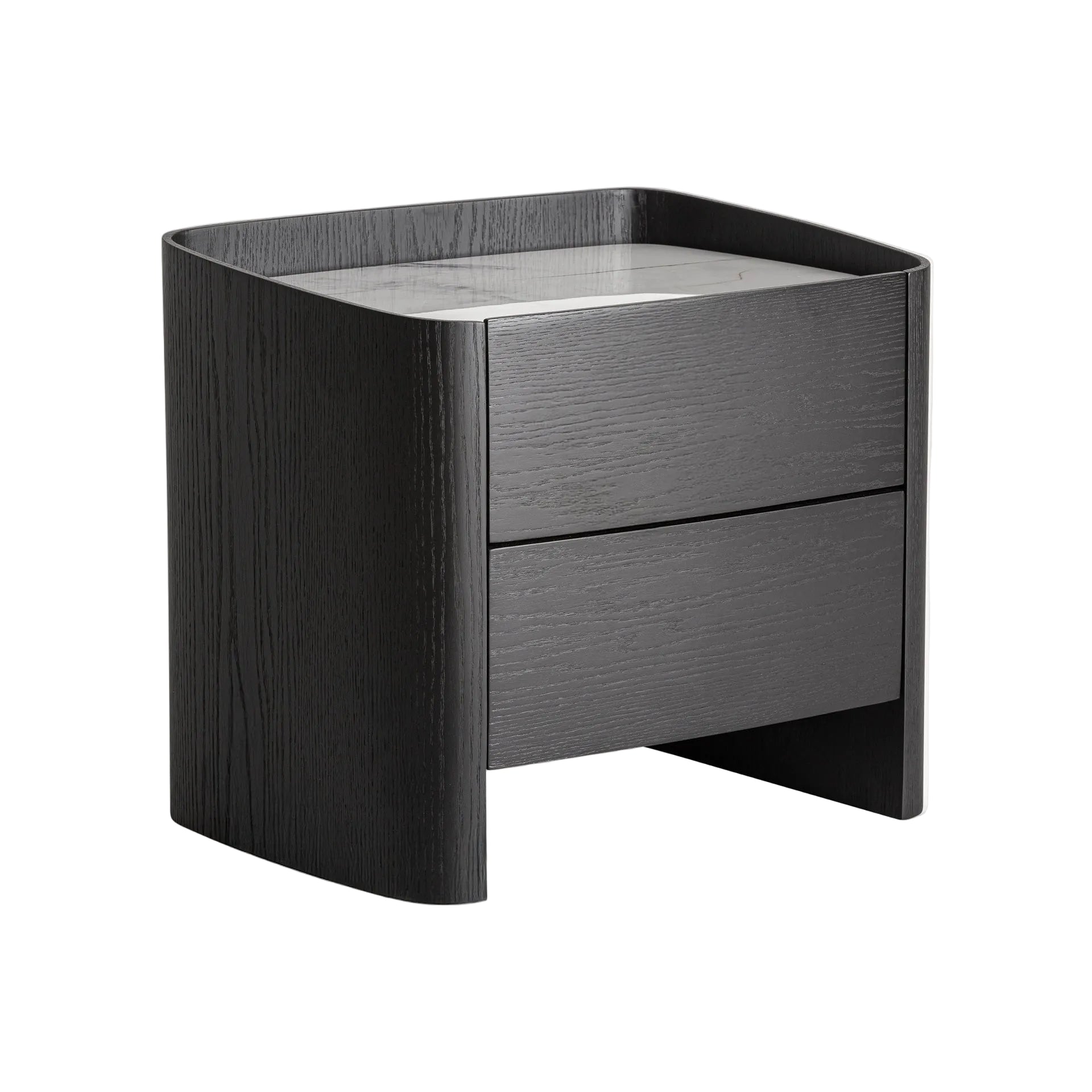 HAESA Nightstand Black Oak Veneer with White Top