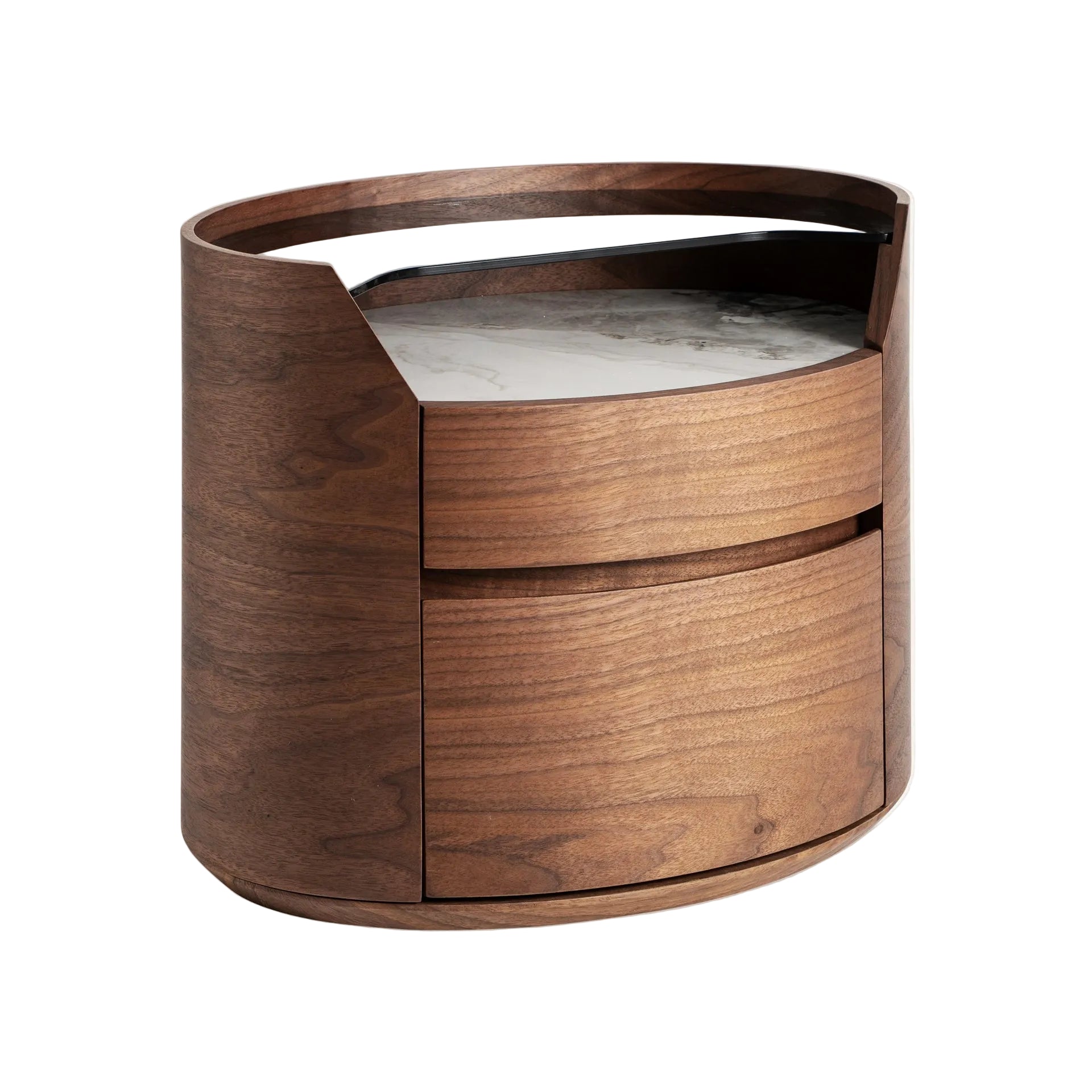 Nachtkastje LECCO hout met glazen blad