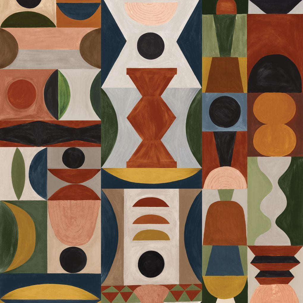 Muurschildering met geometrisch patroon MODELAGE - MULTICO meerkleurig