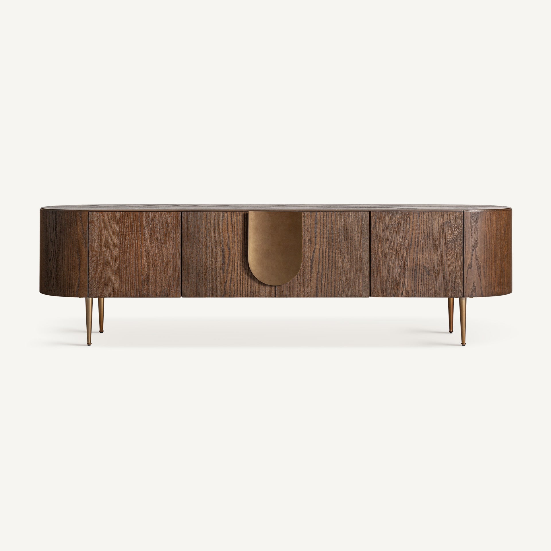 RTV-Sideboard TREIGNAC aus Eichenholz mit goldenem Fuß