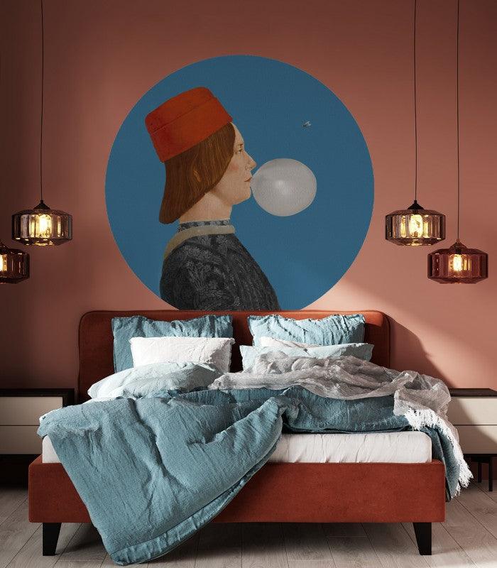Mural DOTS Boy with Bubble Gum blue Wallcolors Eye on Design