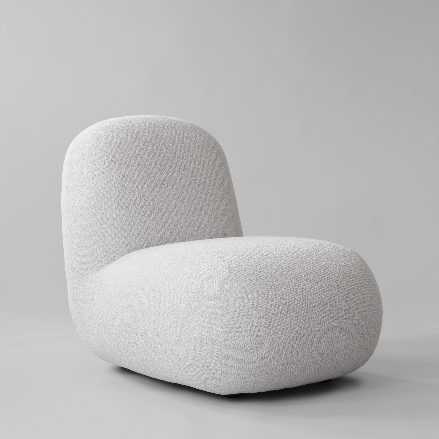 Fotel bez podłokietników TOE FLAT bouclé biały, marka 101 Copenhagen
