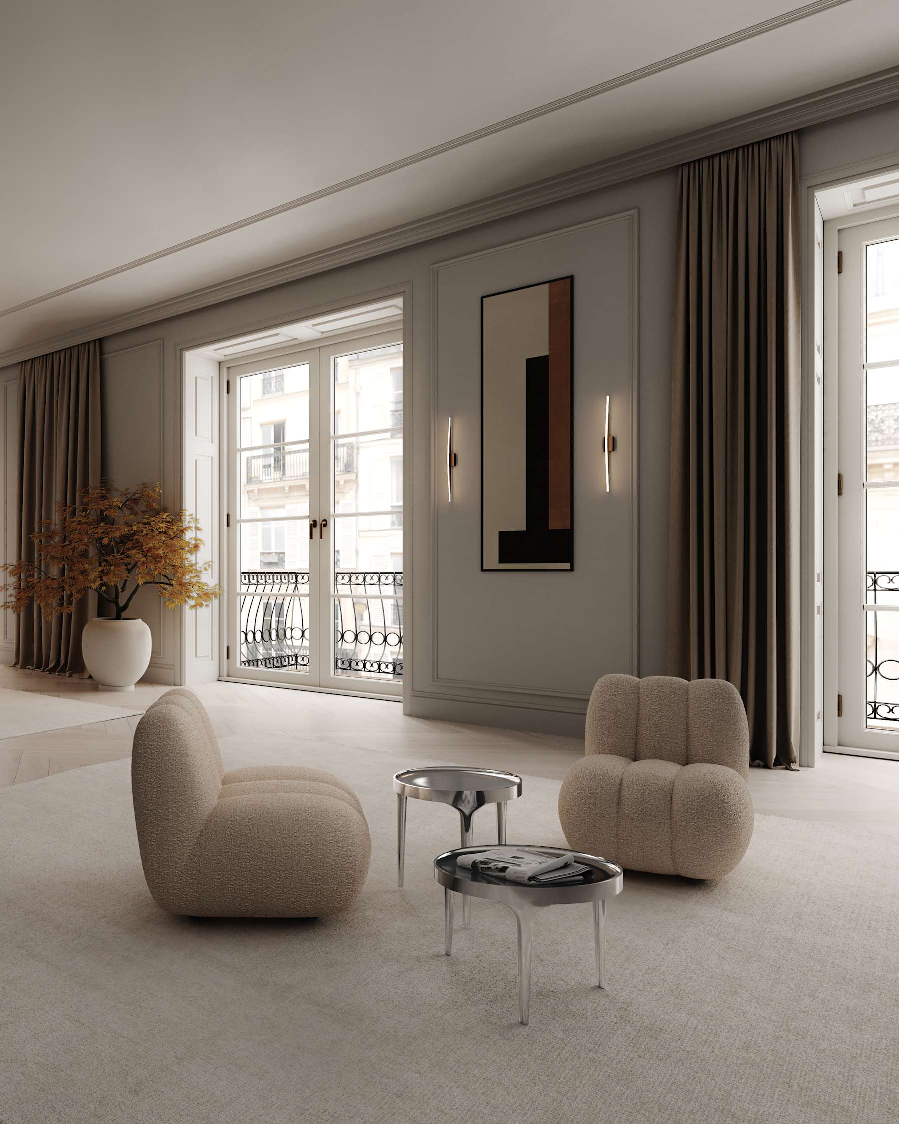 Fauteuil TOE beige bouclé