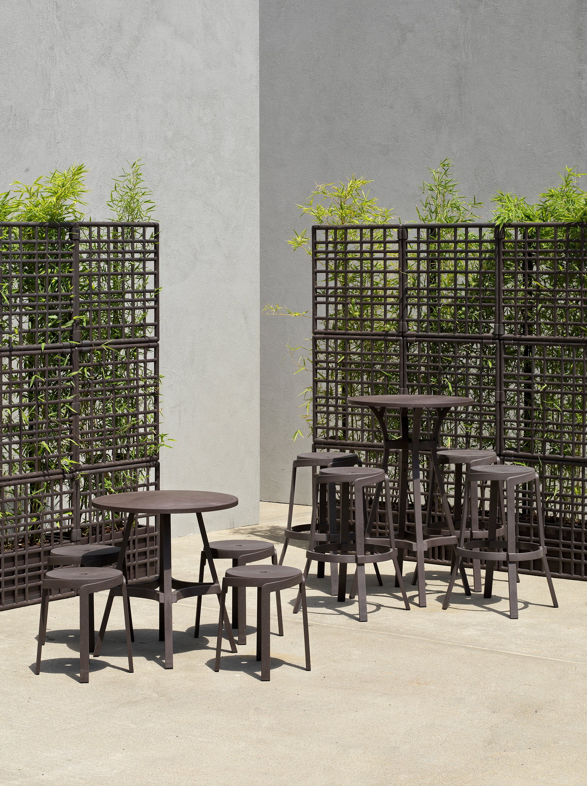 Buiten tafel rond COMBO aardachtig bruin