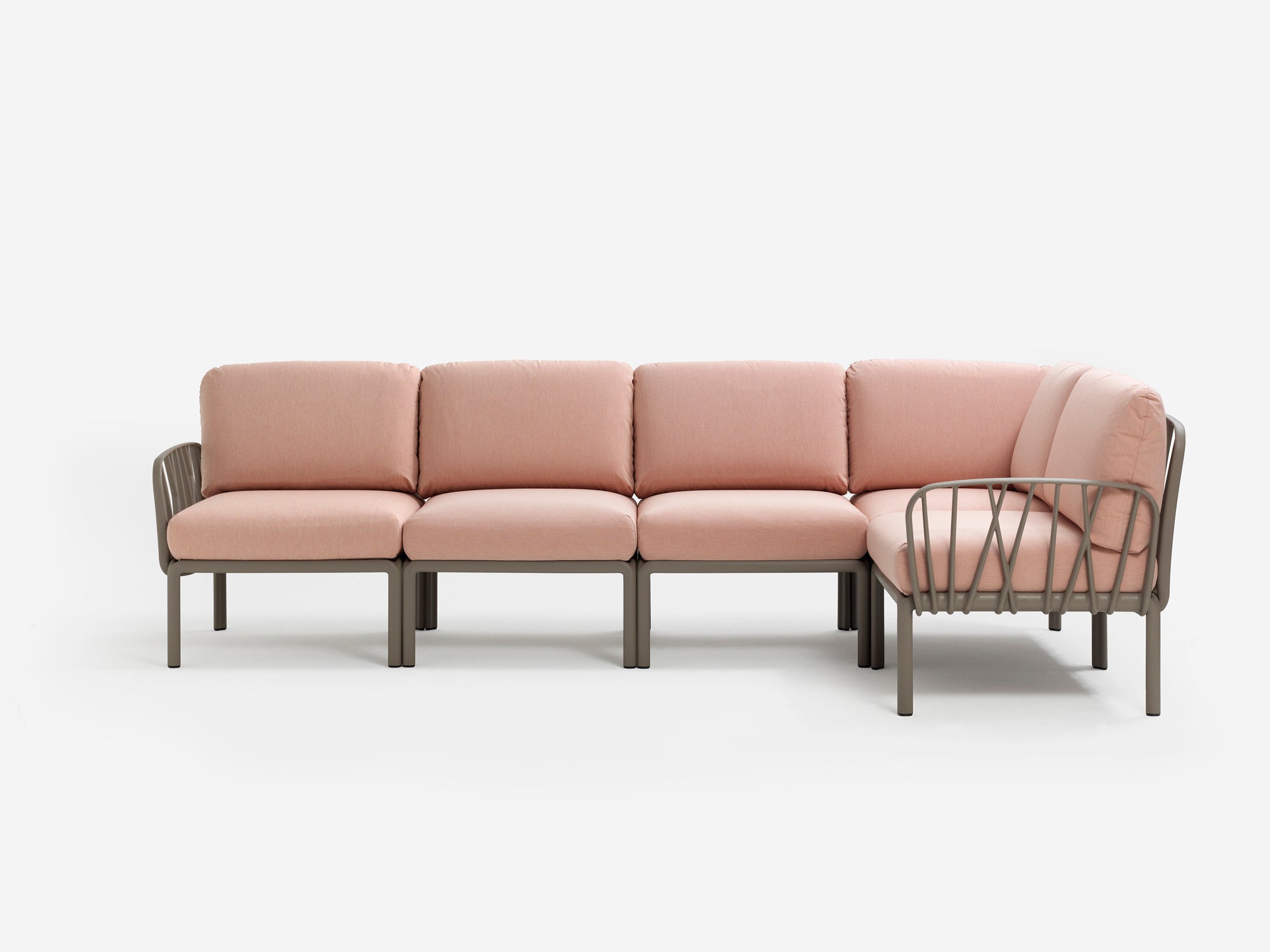 Modular Outdoor Corner Sofa KOMODO 5 Pink with White Base