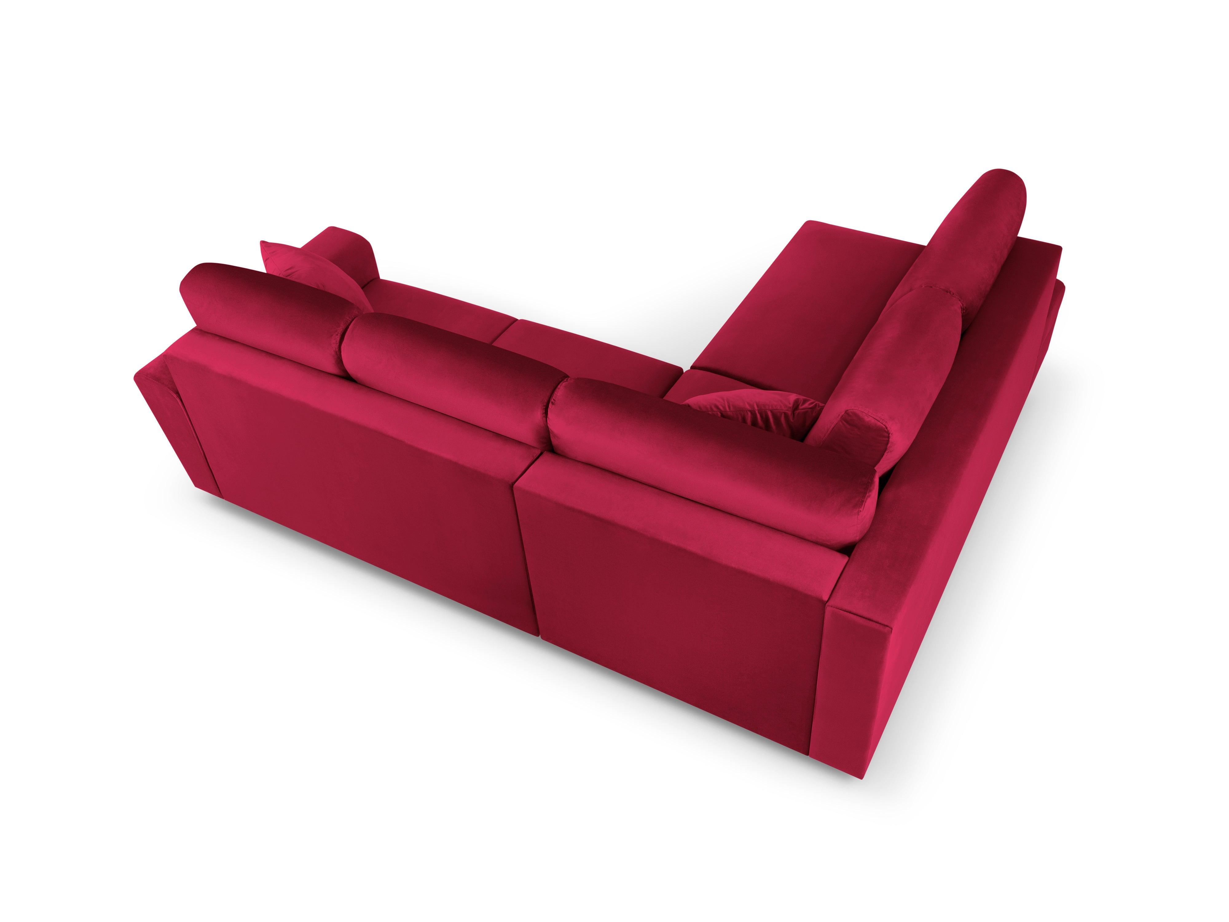 Narożnik 5-osobowy lewostronny z funkcją spania KYOTO czerwony z czarną podstawą Cosmopolitan Design Eye on Design
