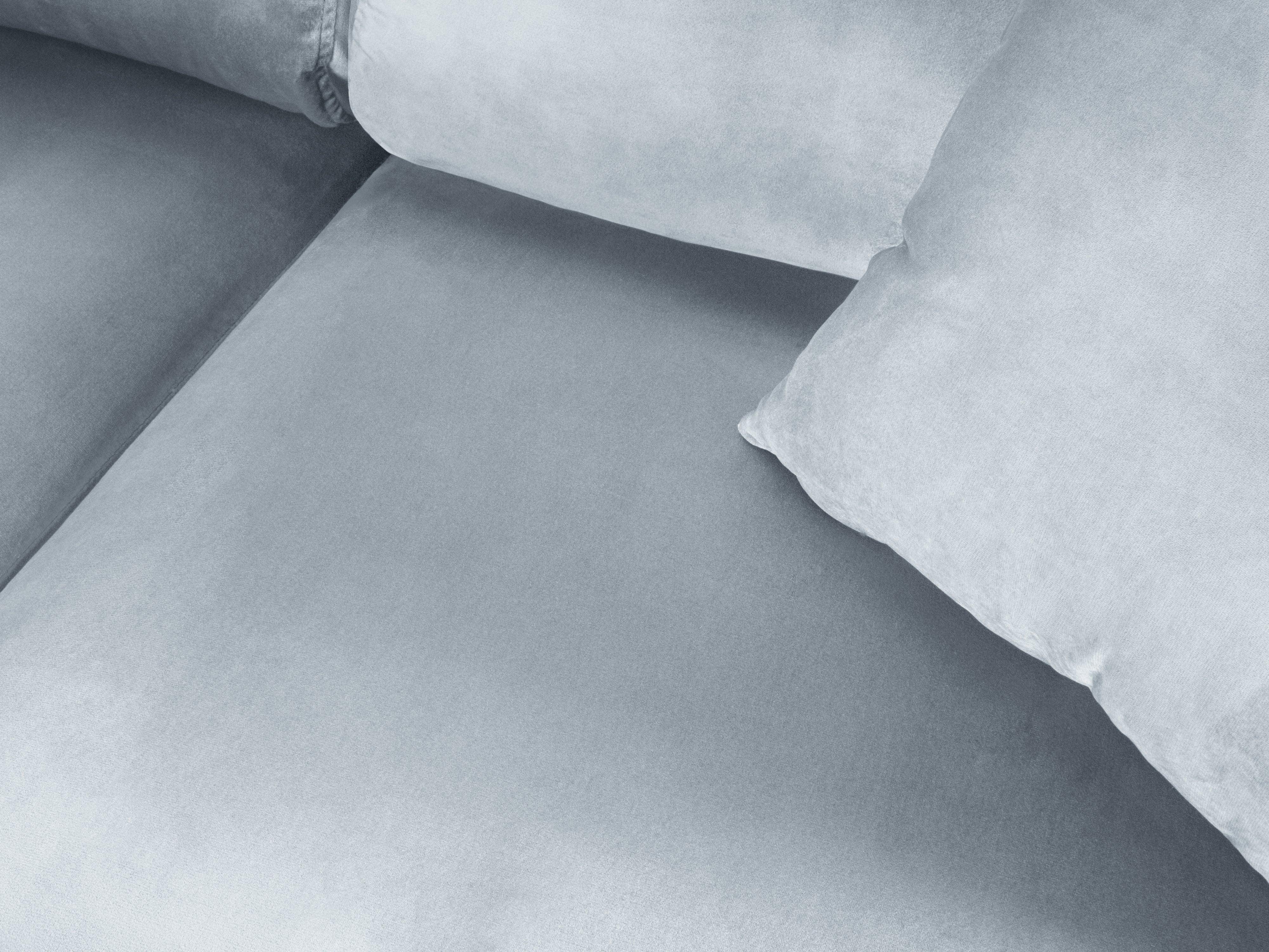 Narożnik 5-osobowy lewostronny z funkcją spania KYOTO jasnoniebieski ze złotą podstawą Cosmopolitan Design Eye on Design