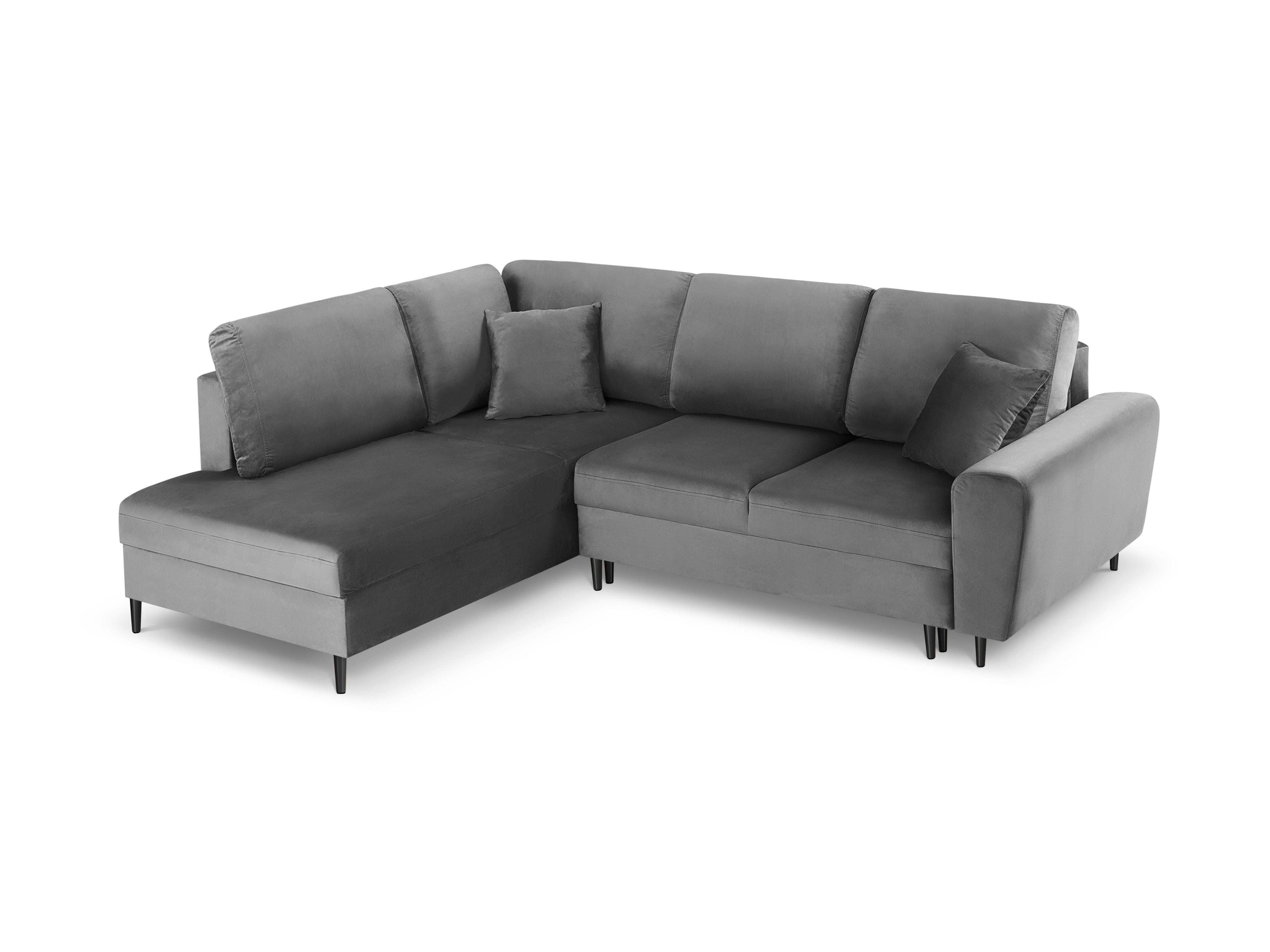 Narożnik 5-osobowy lewostronny z funkcją spania KYOTO jasnoszary z czarną podstawą Cosmopolitan Design Eye on Design