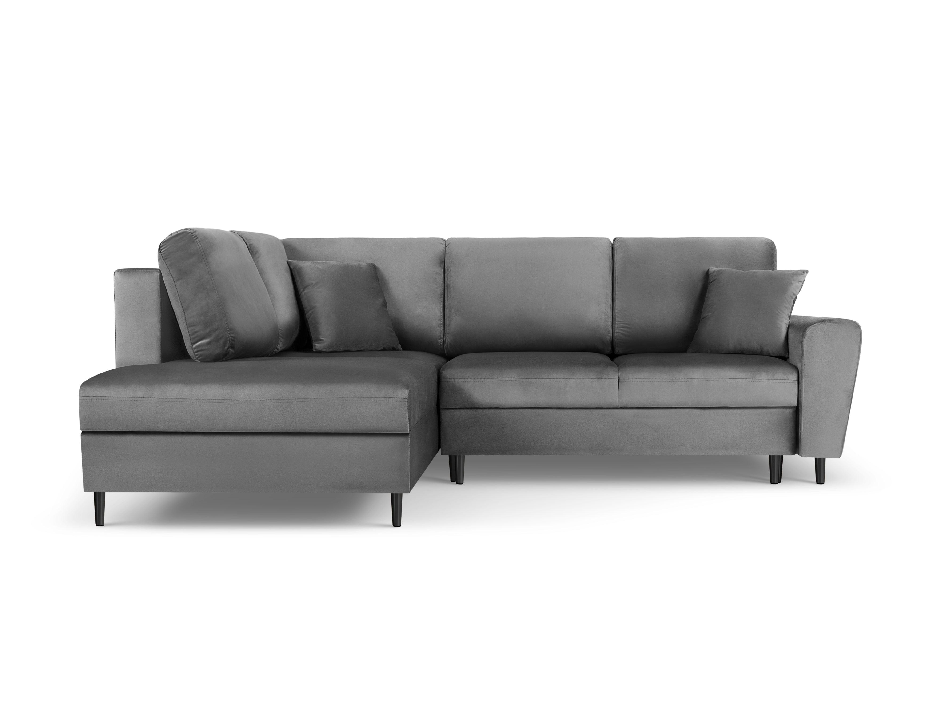 Narożnik 5-osobowy lewostronny z funkcją spania KYOTO jasnoszary z czarną podstawą Cosmopolitan Design Eye on Design