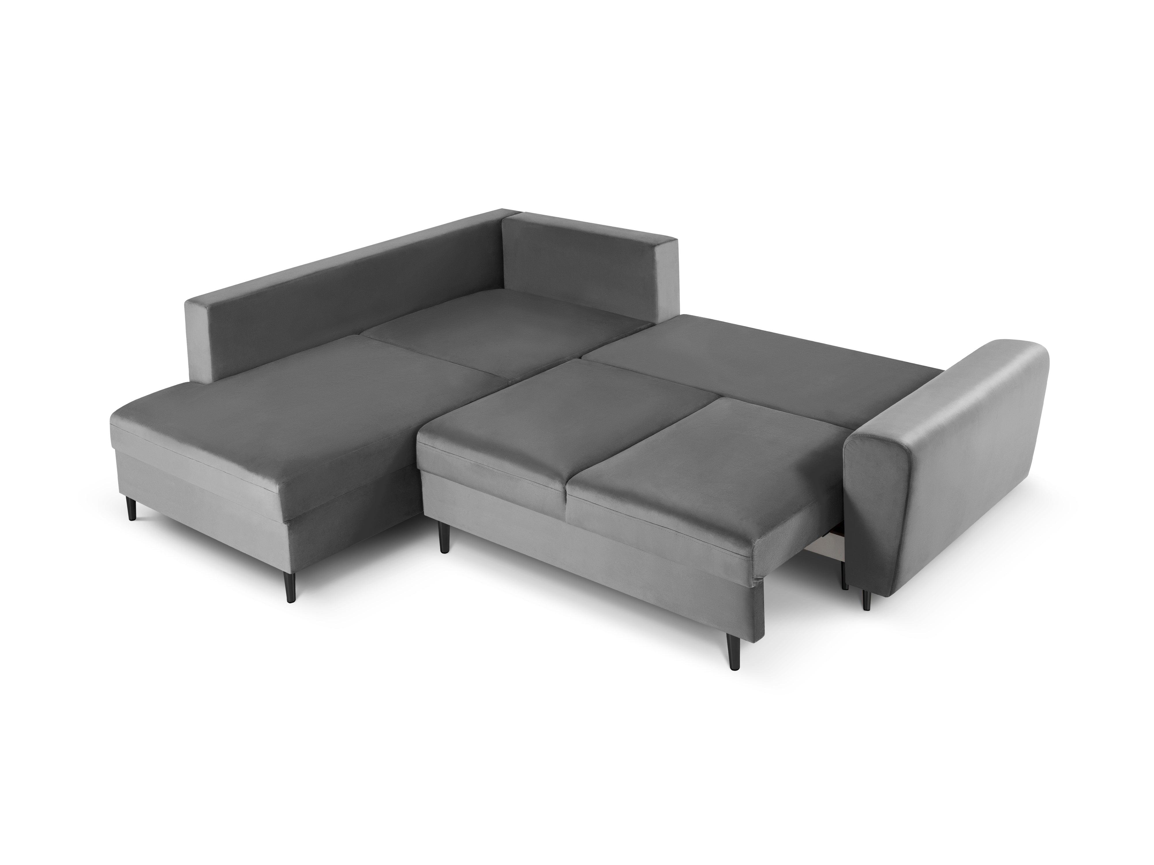 Narożnik 5-osobowy lewostronny z funkcją spania KYOTO jasnoszary z czarną podstawą Cosmopolitan Design Eye on Design