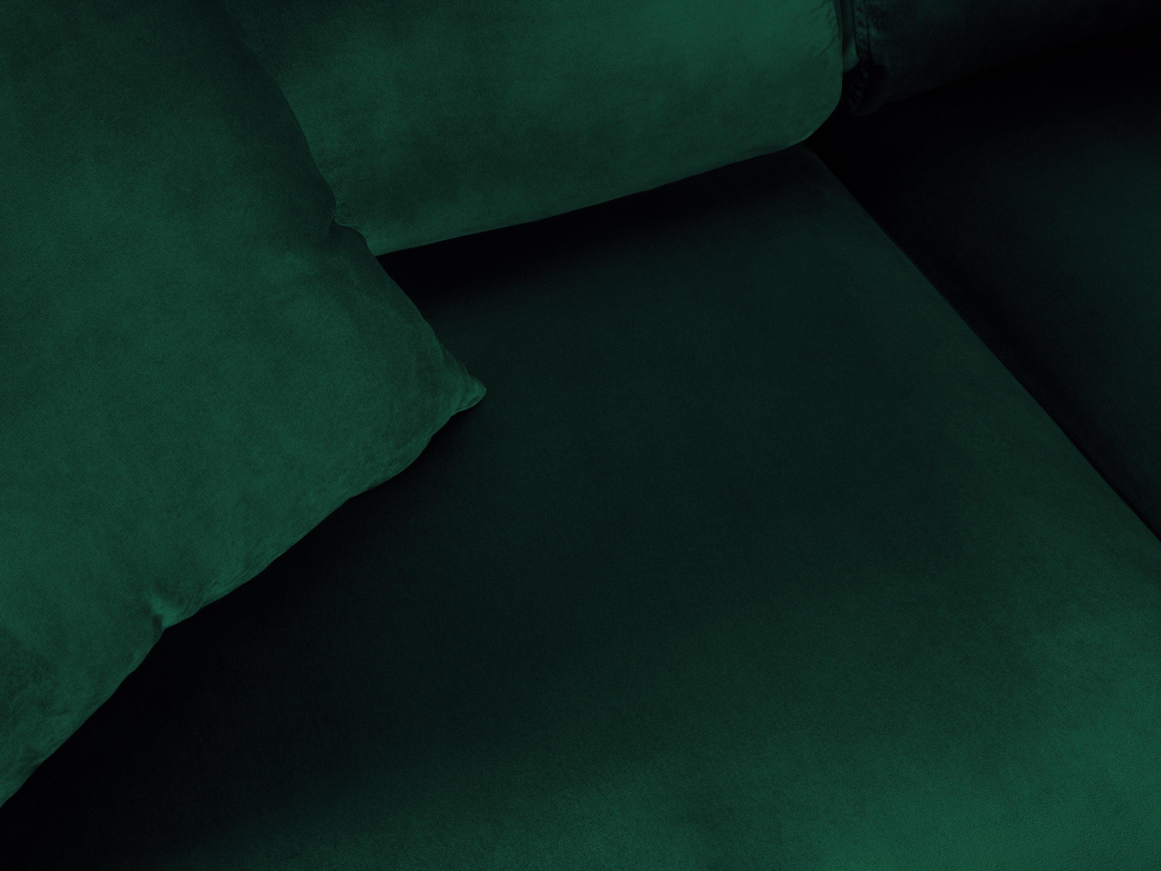 Narożnik 5-osobowy prawostronny z funkcją spania KYOTO butelkowa zieleń ze złotą podstawą Cosmopolitan Design Eye on Design