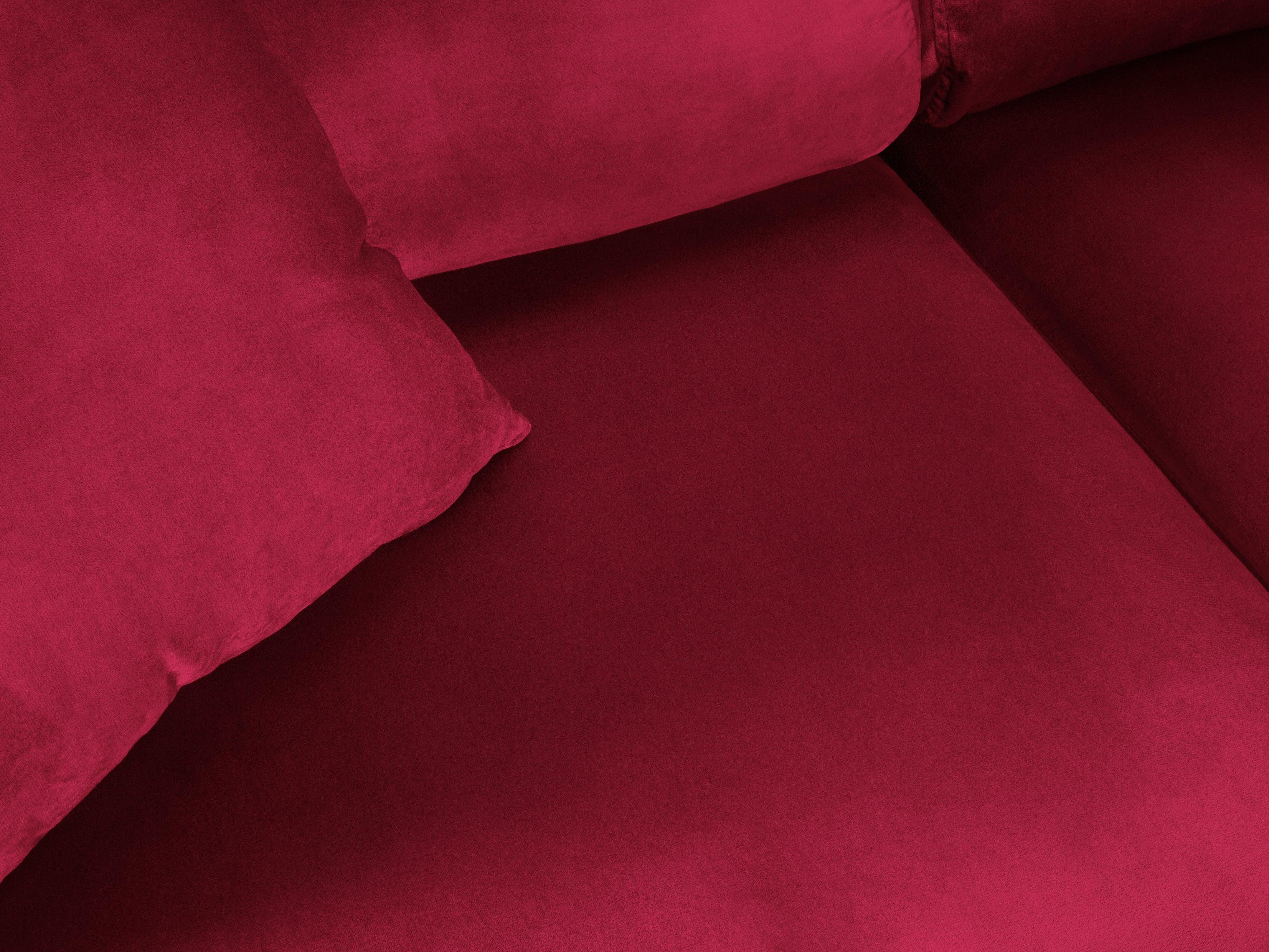 Narożnik 5-osobowy prawostronny z funkcją spania KYOTO czerwony ze złotą podstawą Cosmopolitan Design Eye on Design