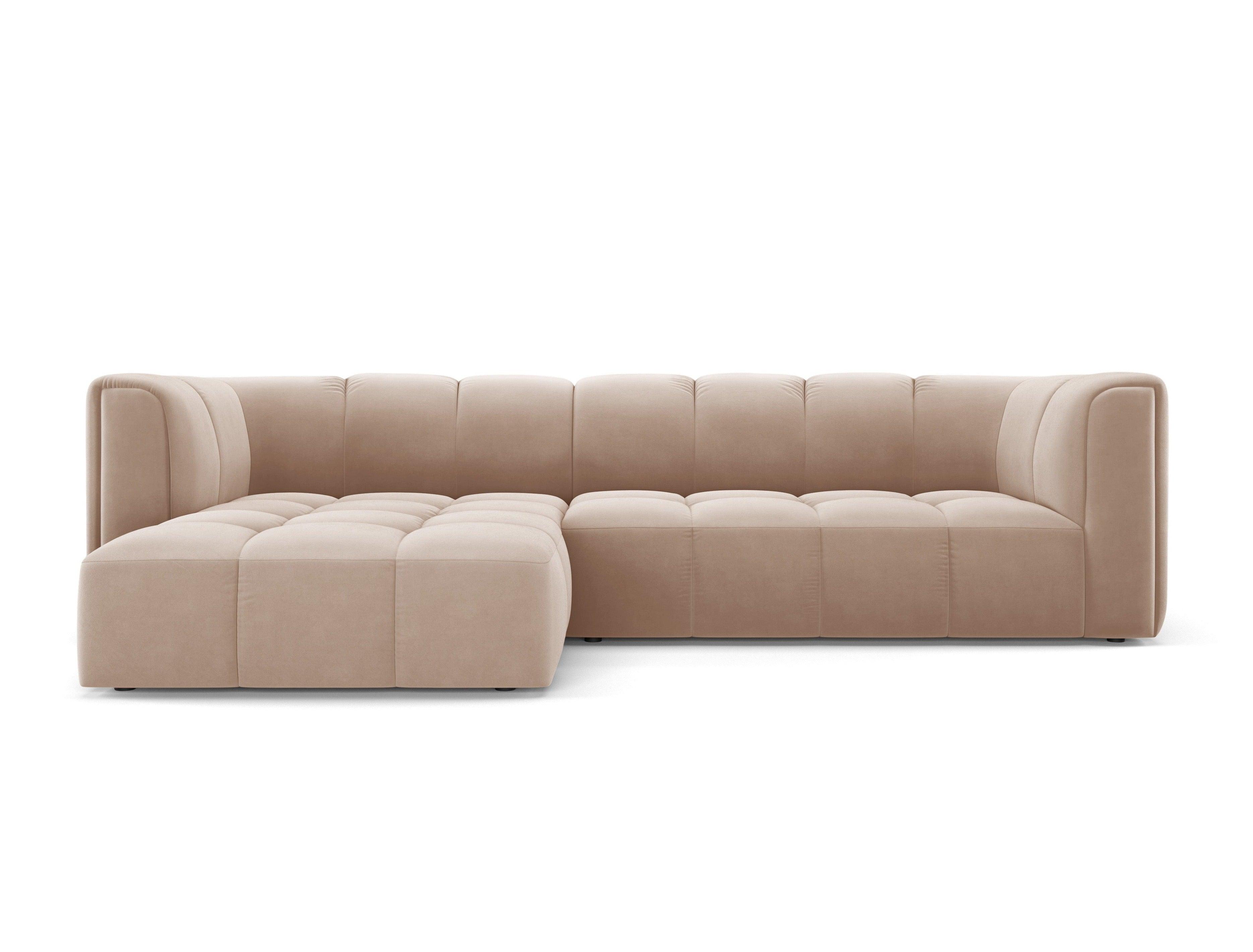 Narożnik aksamitny 3-osobowy lewostronny FRANCESCA beżowy Milo Casa Eye on Design