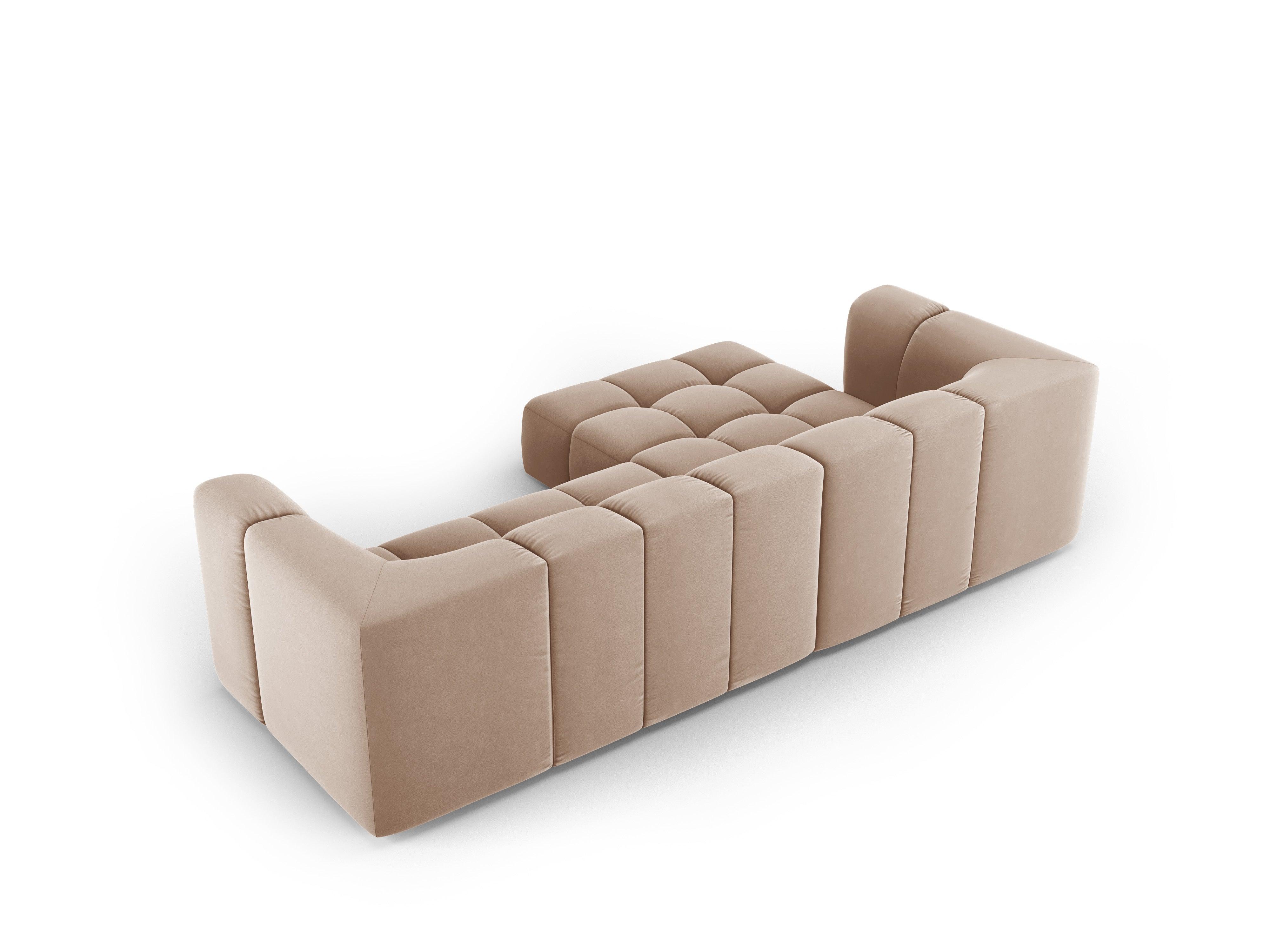 Narożnik aksamitny 3-osobowy lewostronny FRANCESCA beżowy Milo Casa Eye on Design