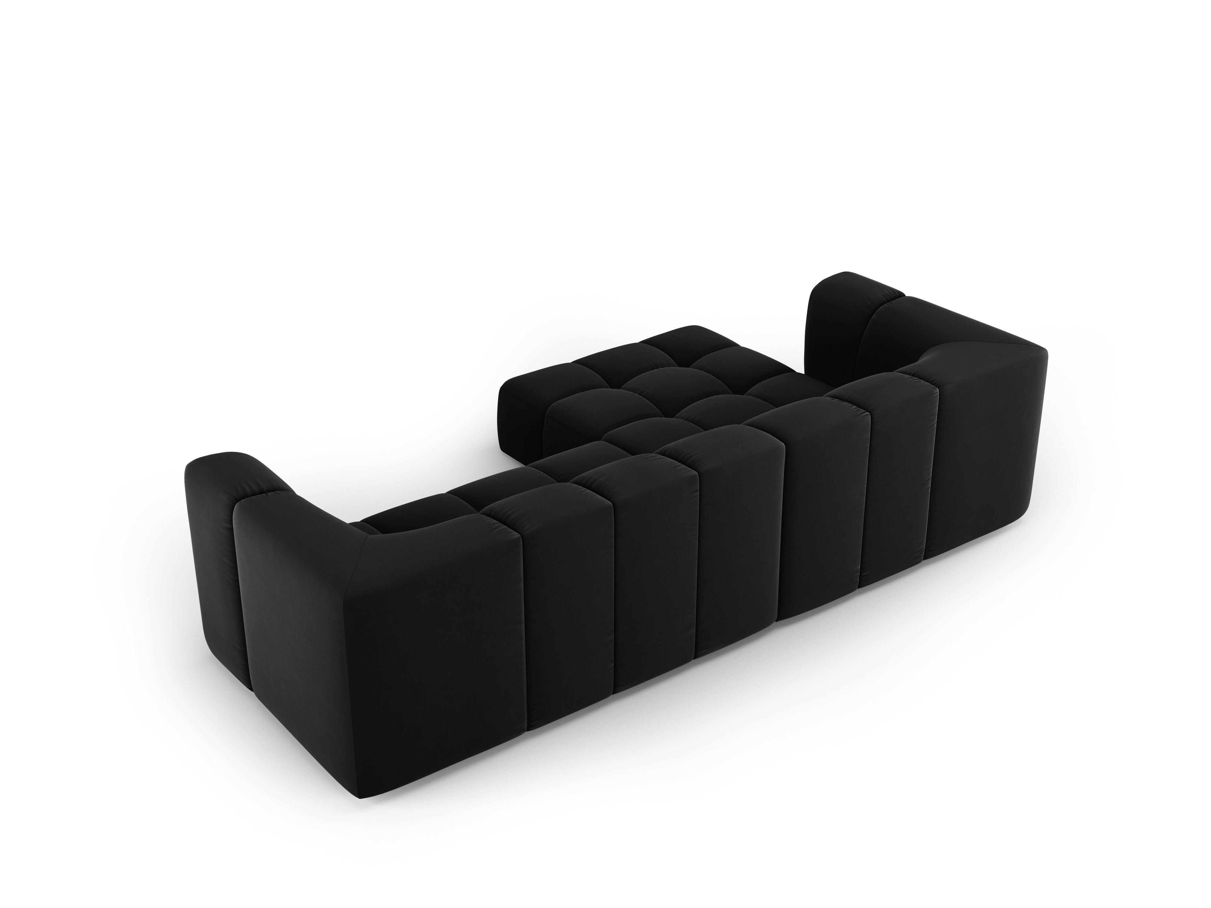 Narożnik aksamitny 3-osobowy lewostronny FRANCESCA czarny Milo Casa Eye on Design