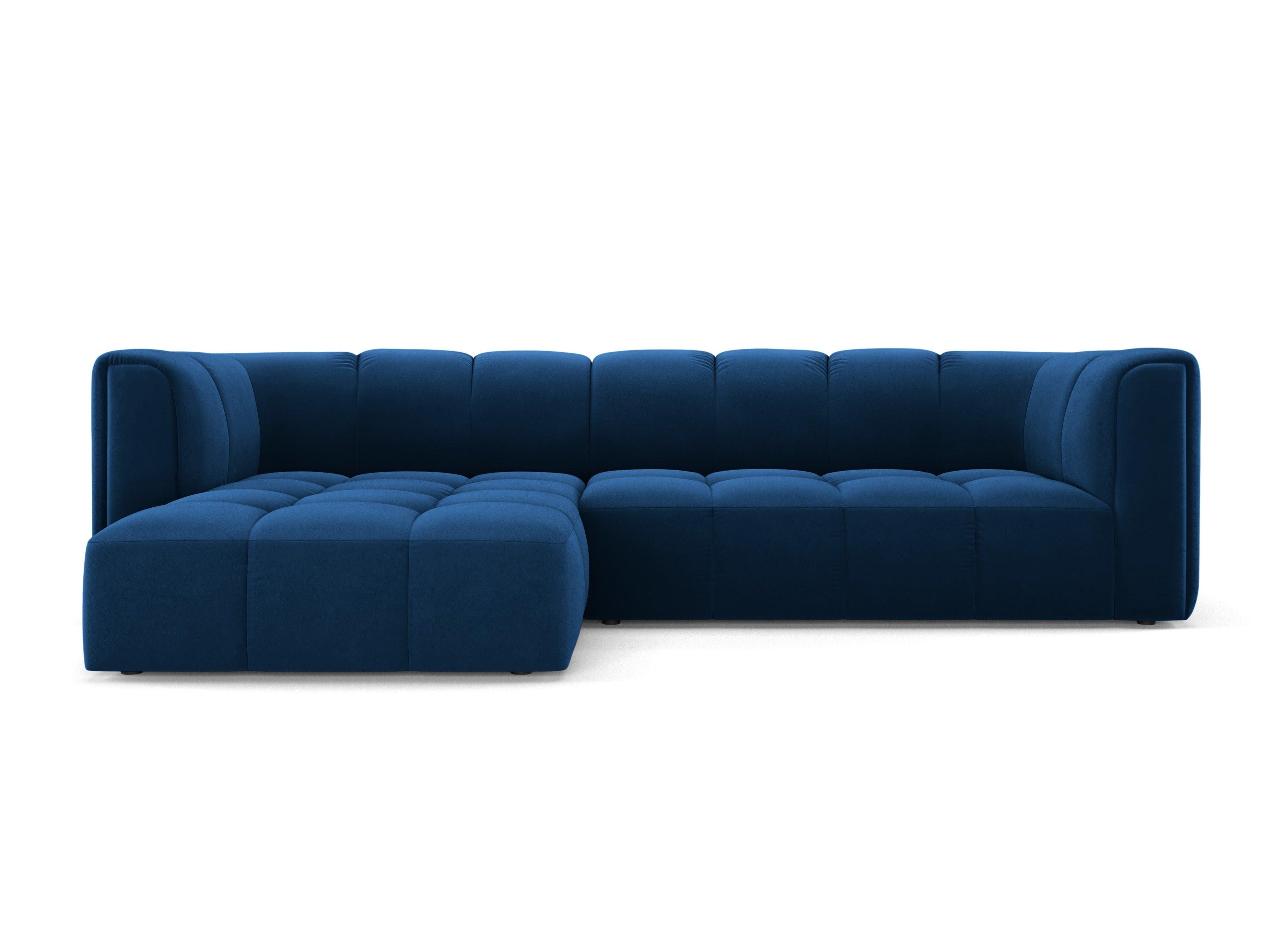 Narożnik aksamitny 3-osobowy lewostronny FRANCESCA granat królewski Milo Casa Eye on Design