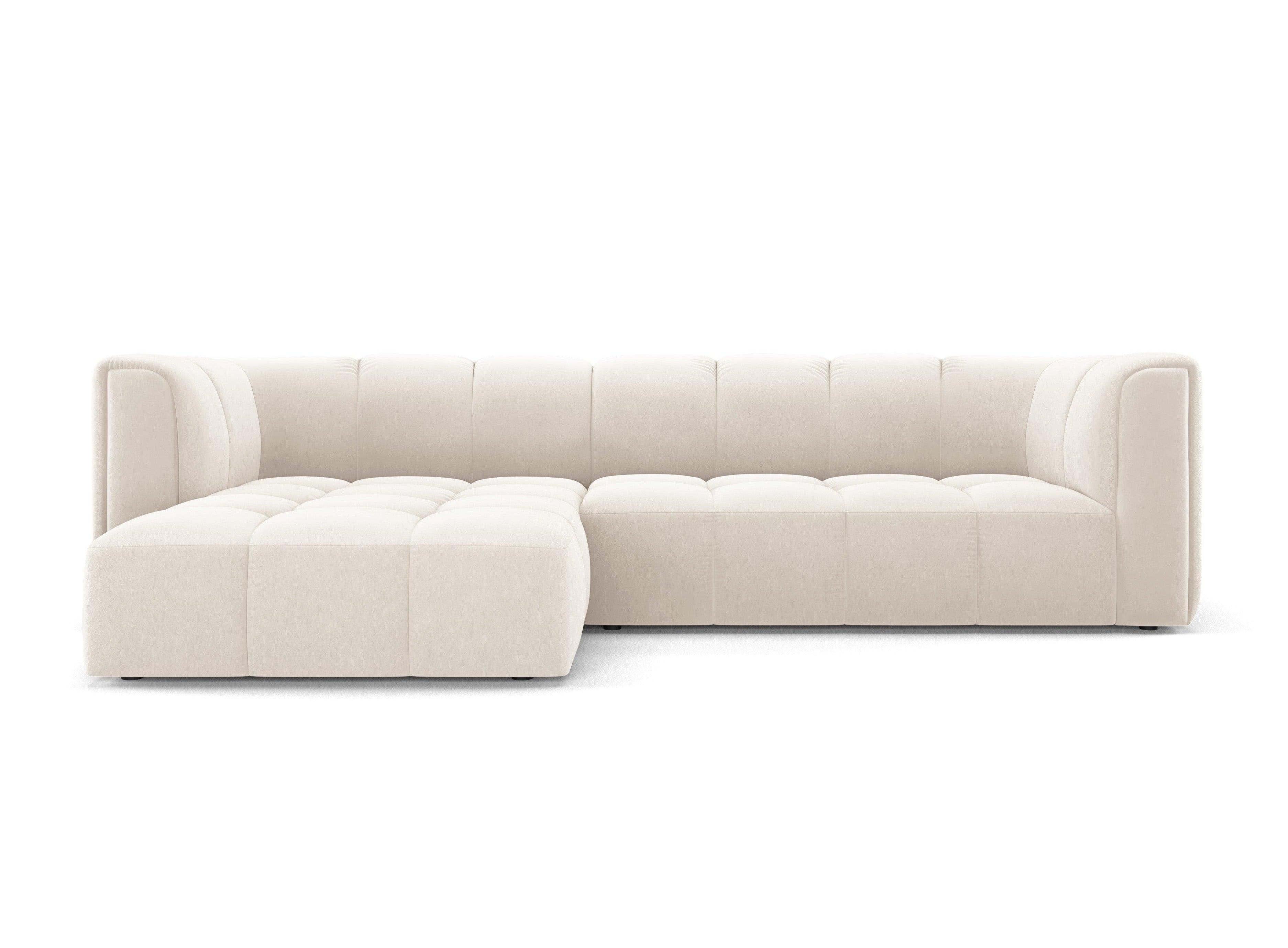Narożnik aksamitny 3-osobowy lewostronny FRANCESCA jasnobeżowy Milo Casa Eye on Design