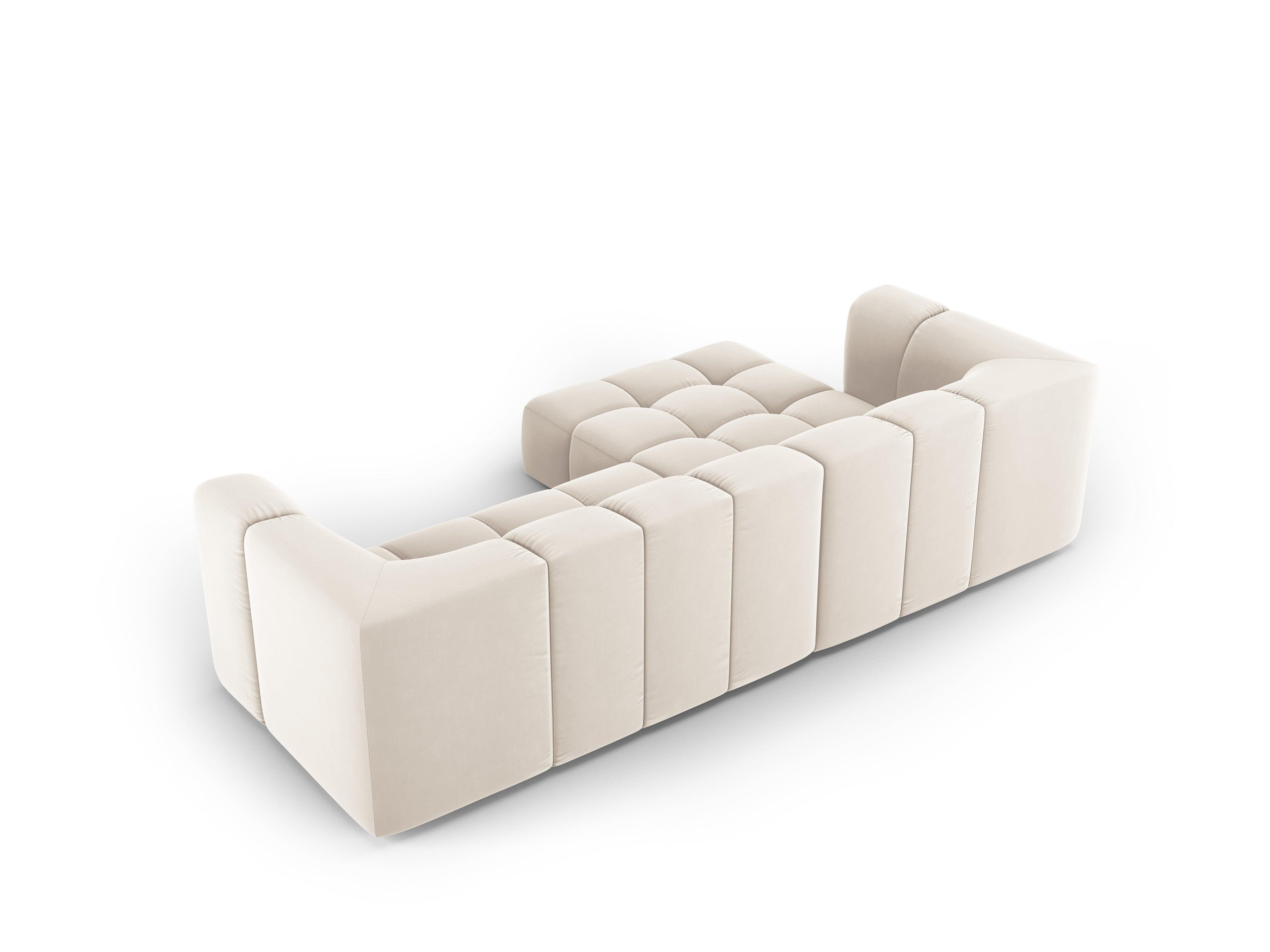 Narożnik aksamitny 3-osobowy lewostronny FRANCESCA jasnobeżowy Milo Casa Eye on Design