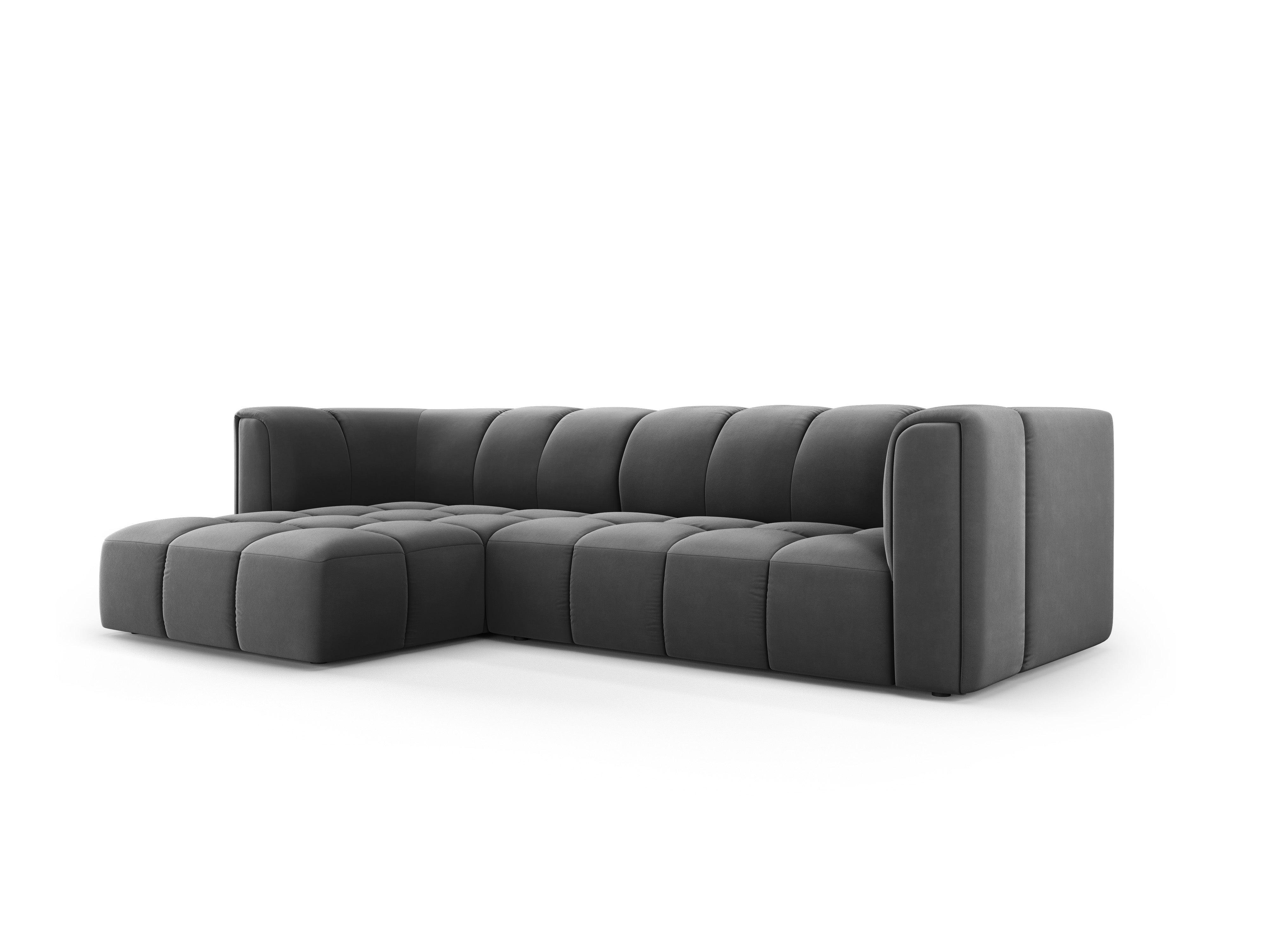 Narożnik aksamitny 3-osobowy lewostronny FRANCESCA szary Milo Casa Eye on Design