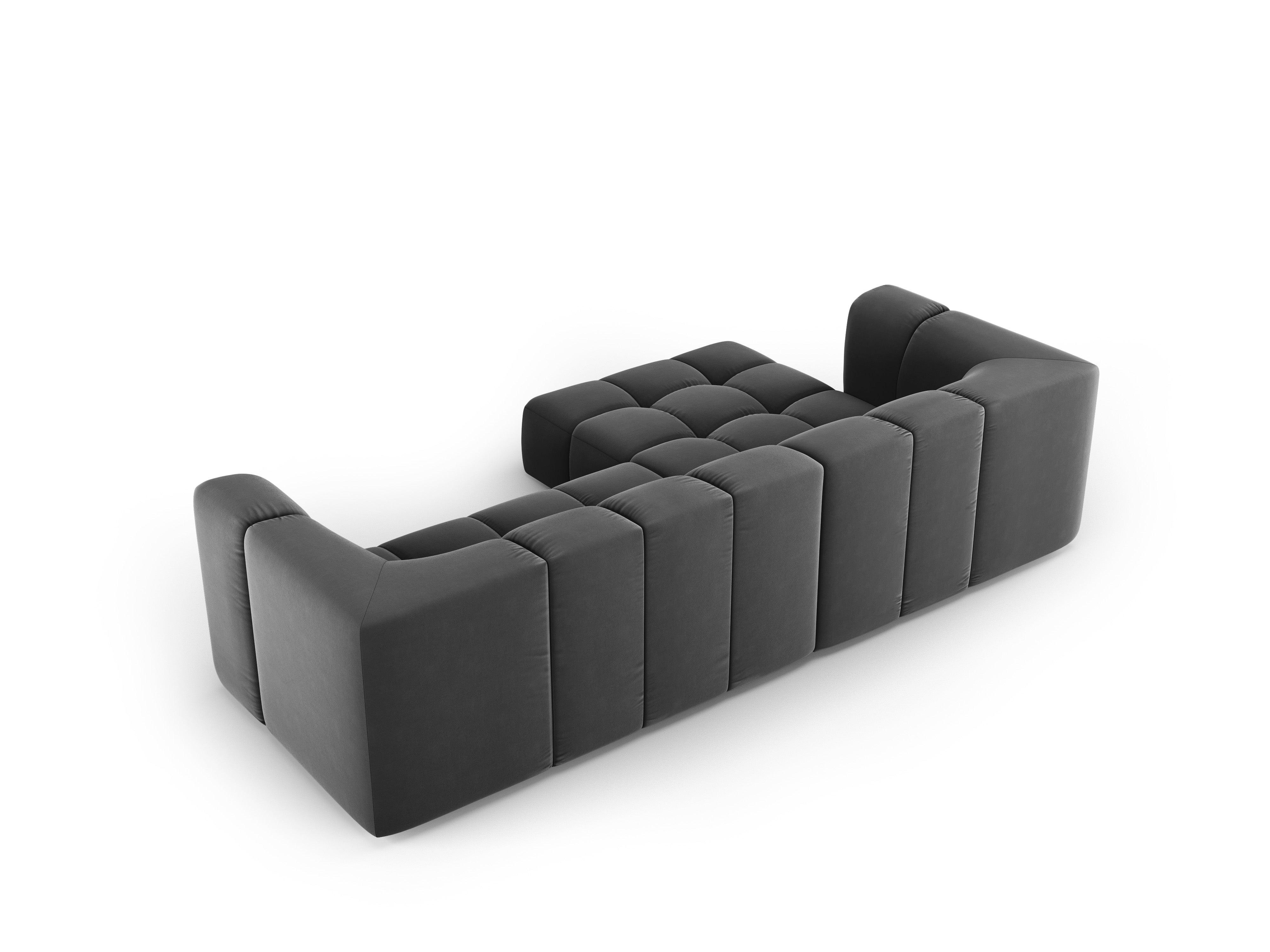 Narożnik aksamitny 3-osobowy lewostronny FRANCESCA szary Milo Casa Eye on Design