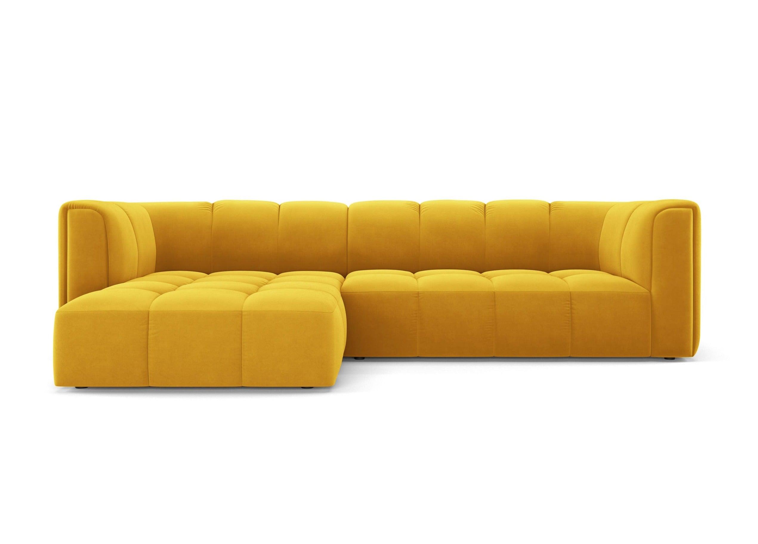 Narożnik aksamitny 3-osobowy lewostronny FRANCESCA żółty Milo Casa Eye on Design